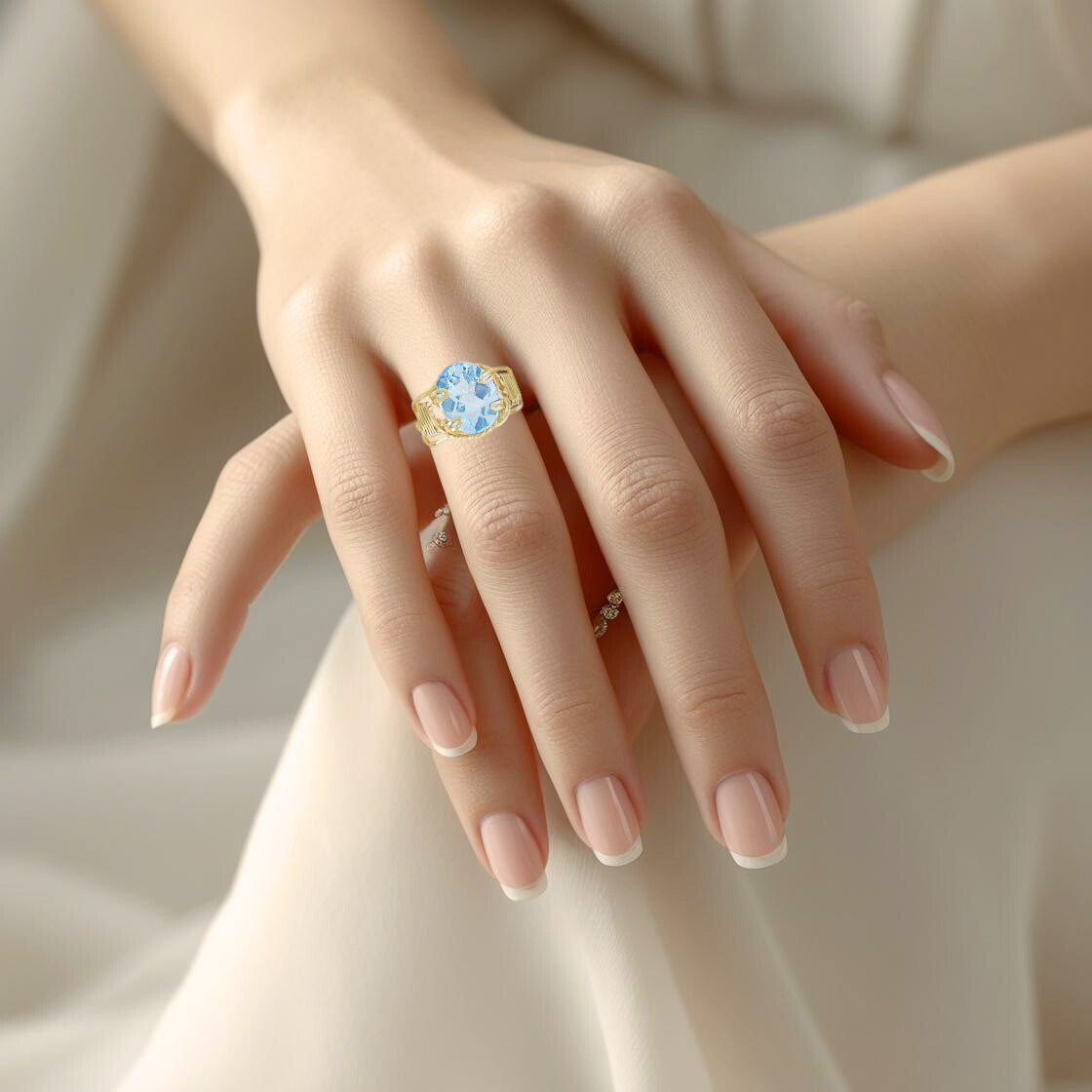 Sky Blue Topaz Oval Ring