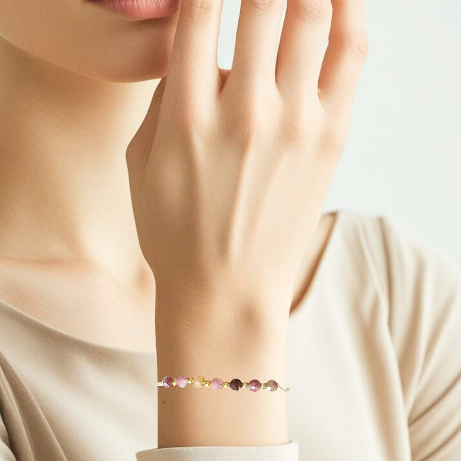 Tourmaline Silk Cord Adjustable Bracelet