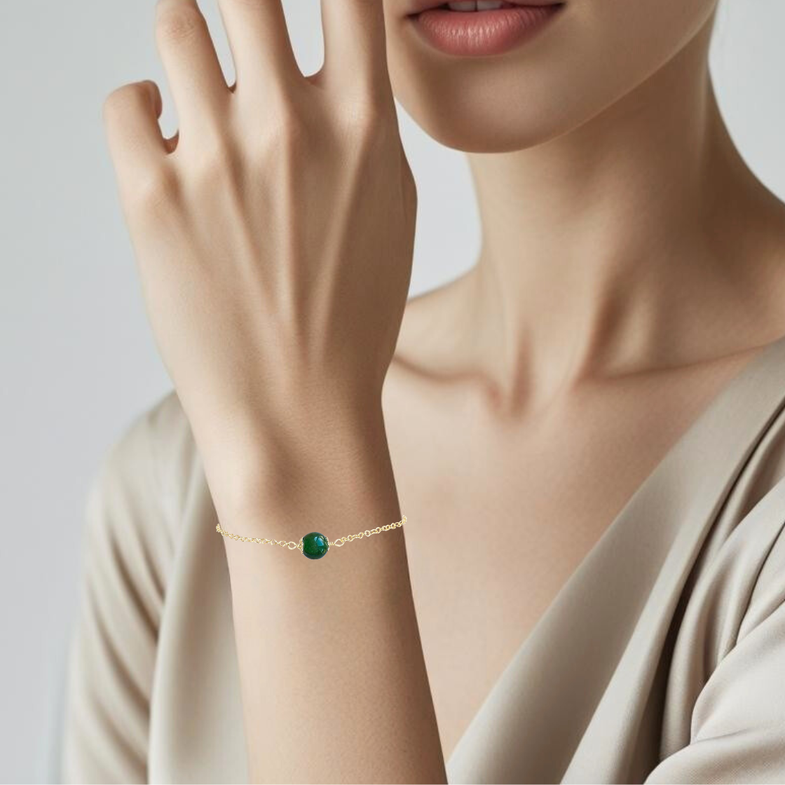 Jade Bead Dainty Bracelet