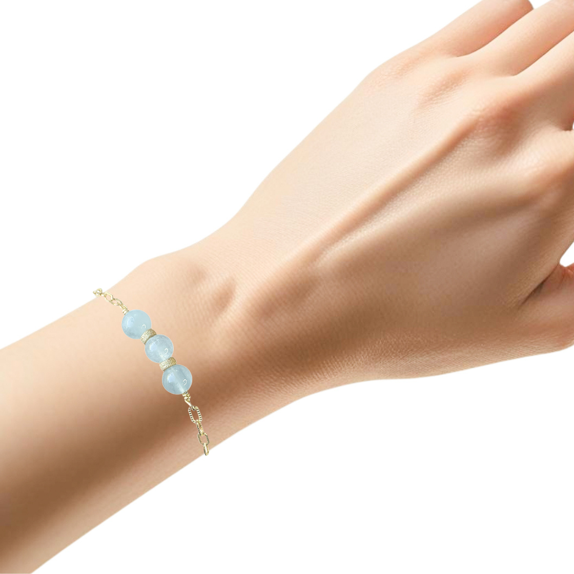 Aquamarine Beaded Gold Bracelet