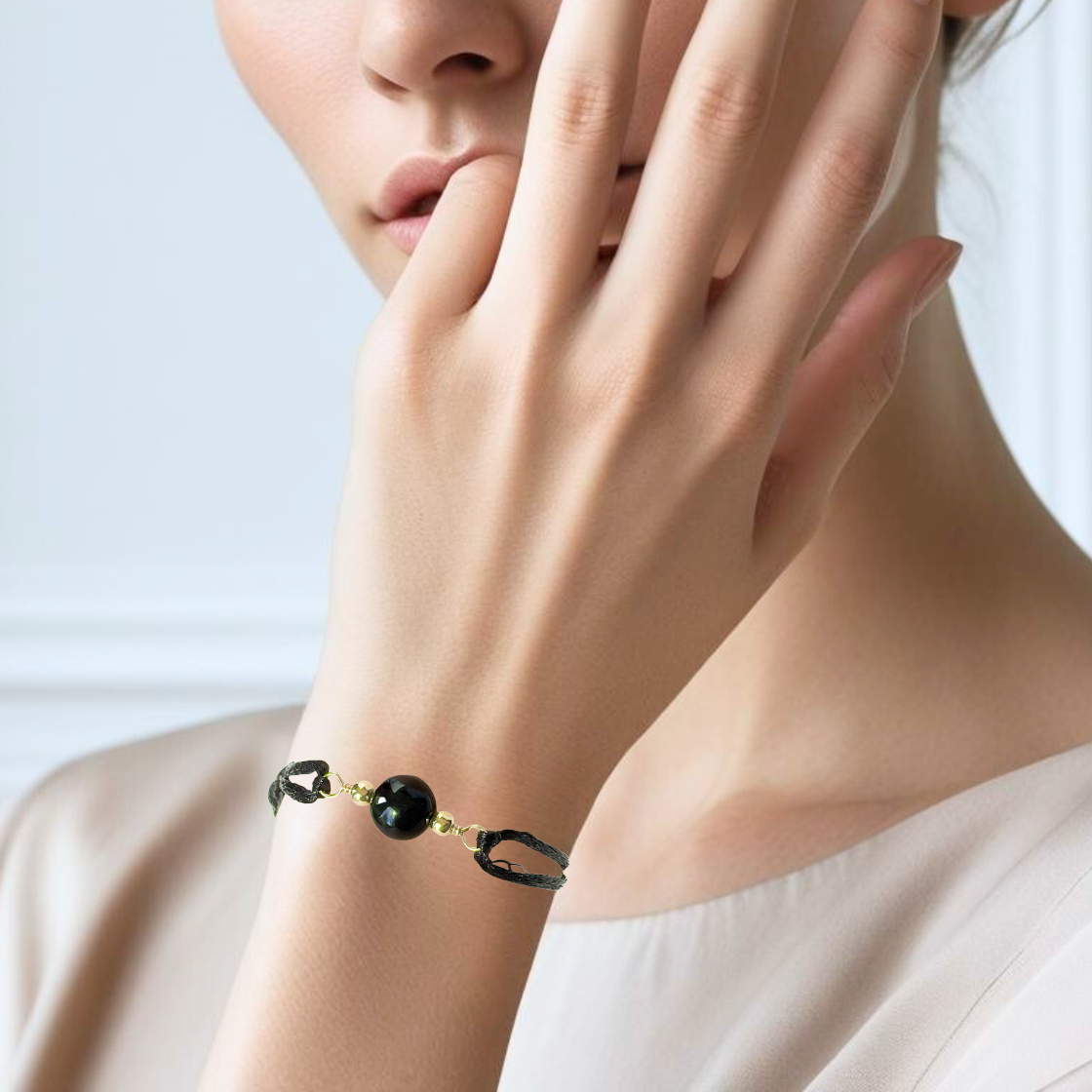 Black Onyx Adjustable Cord Bracelet