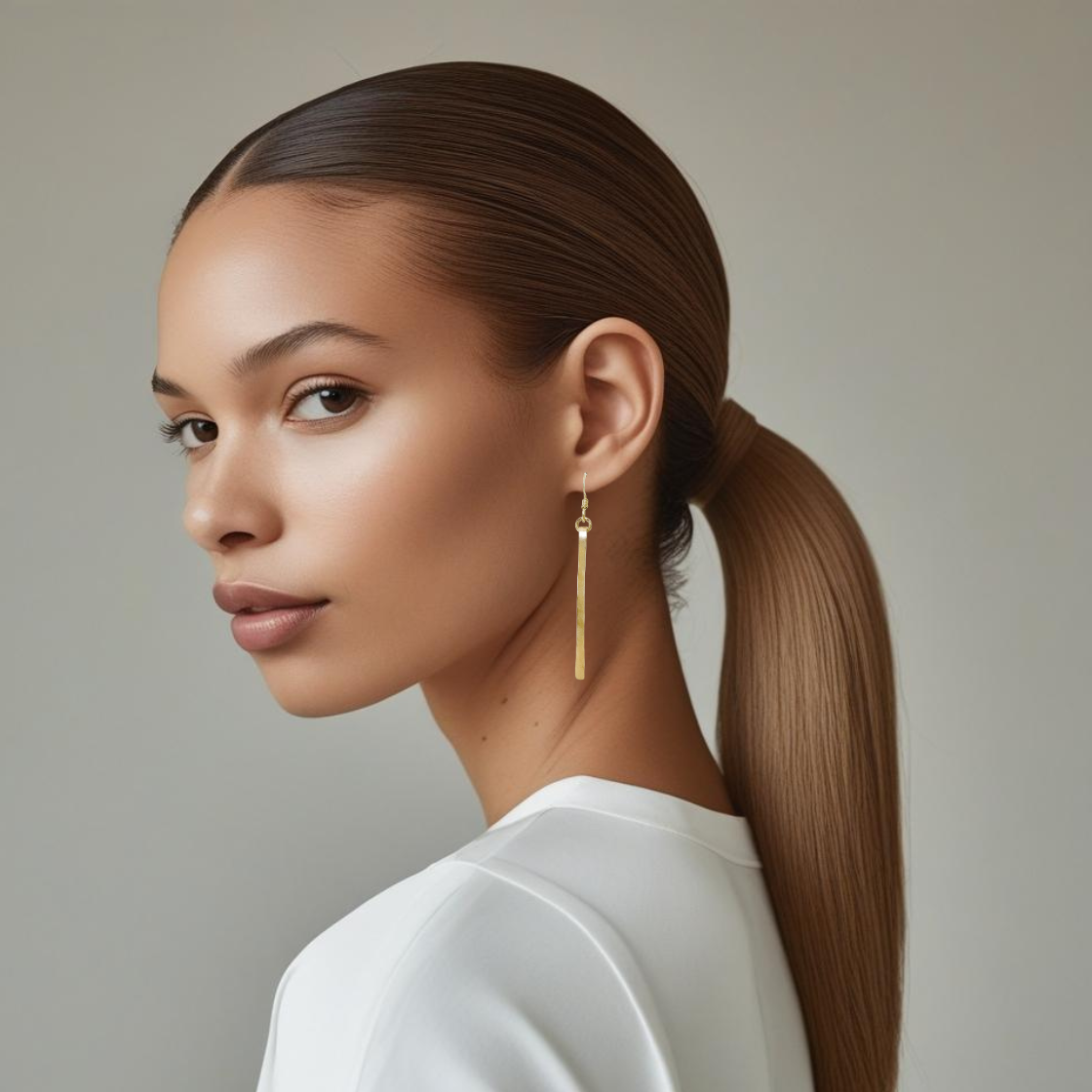Gold Hammered Bar Earrings