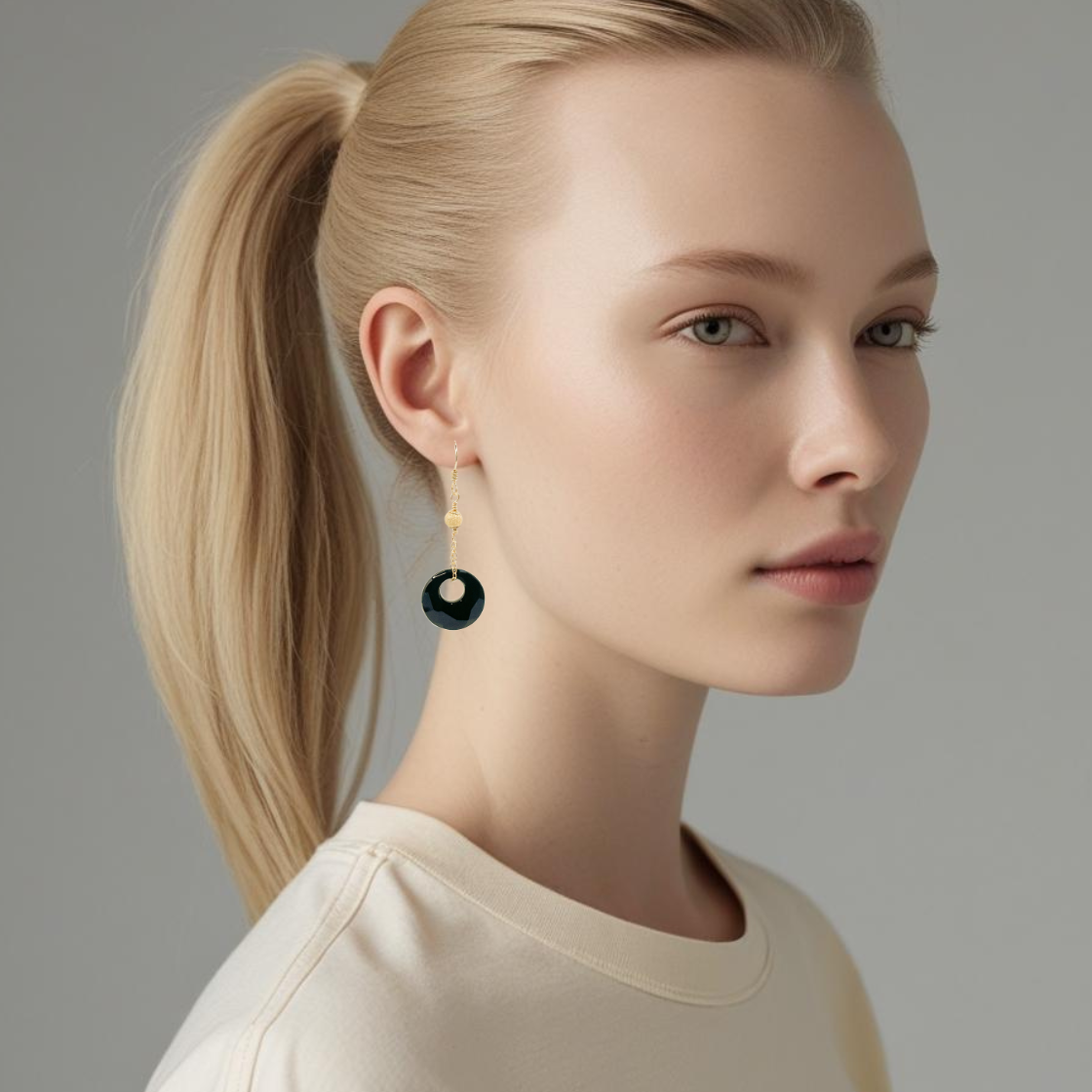 Swarovski Black and Gold Dangle Earrings