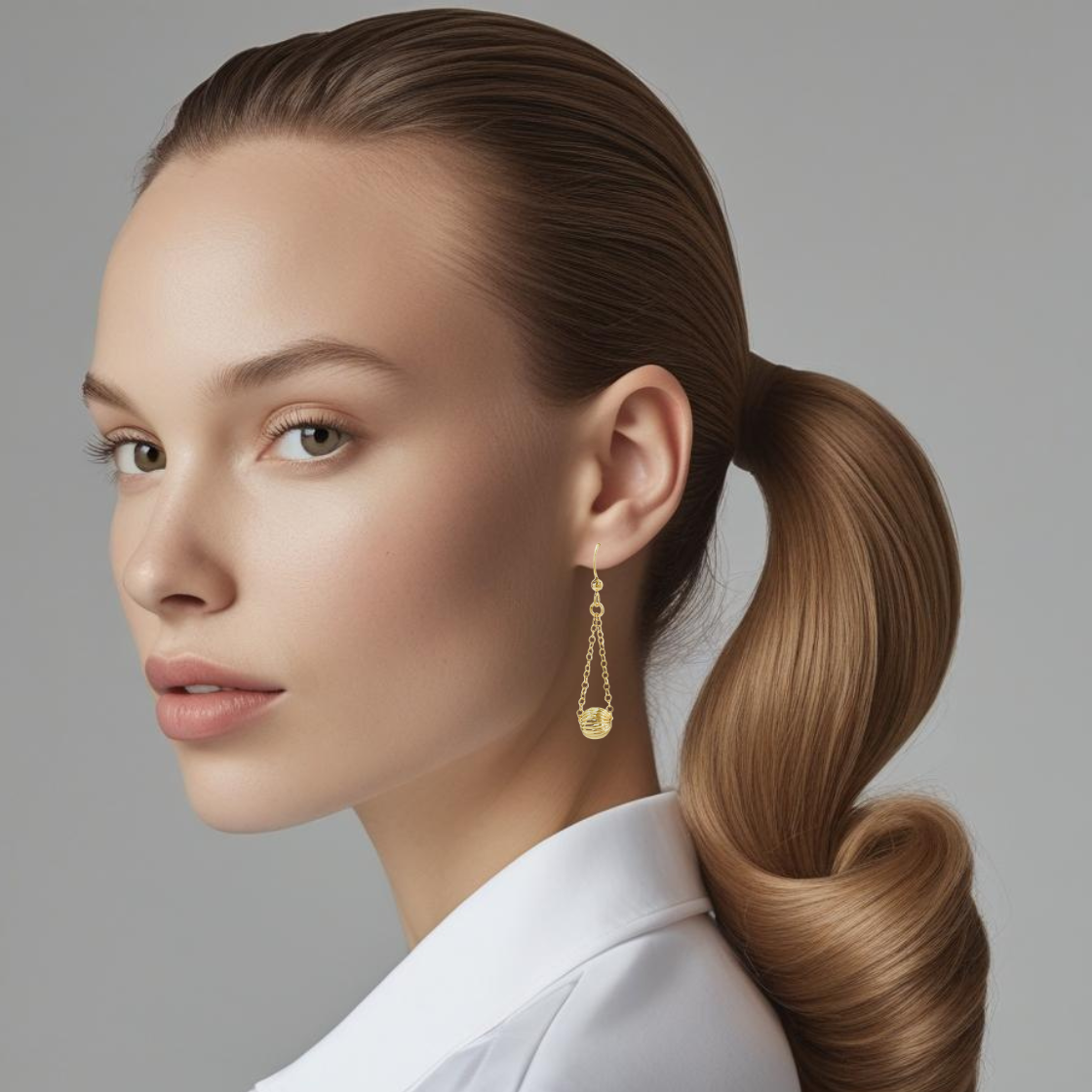 Gold Ball Dangle Earrings