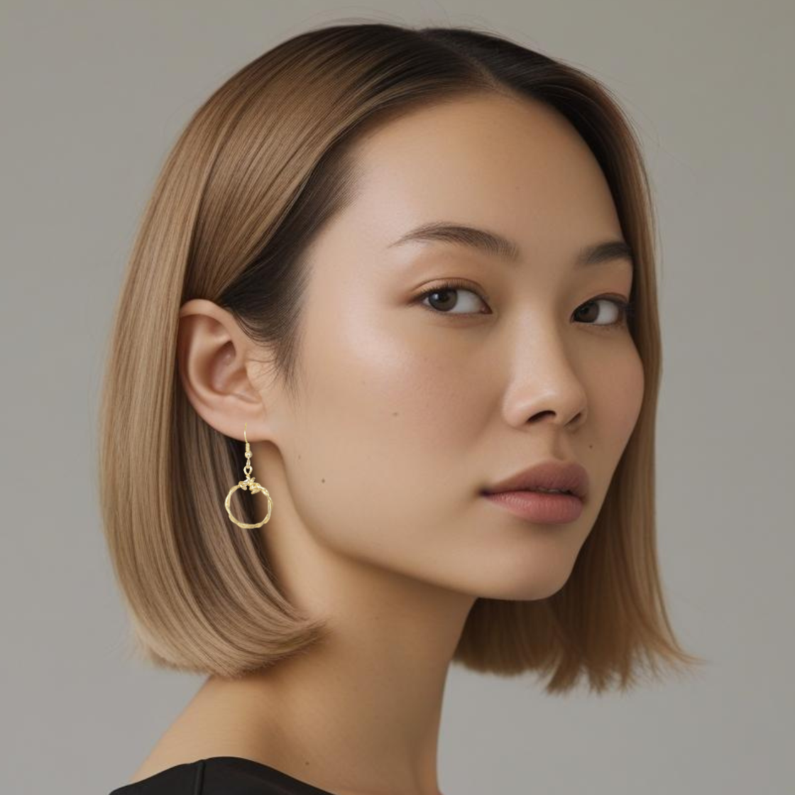 Gold Delicate Twisted Circle Earrings