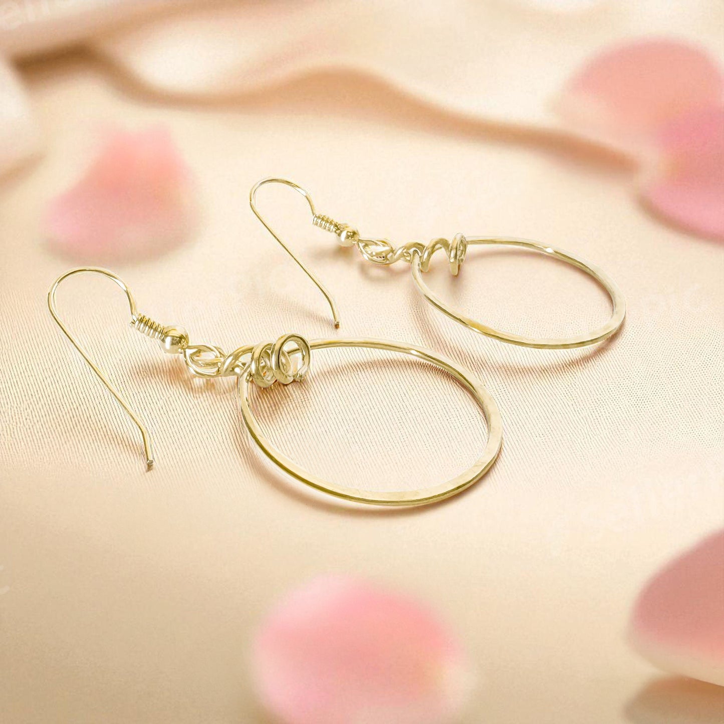 Gold Hoop Earrings with Swirls