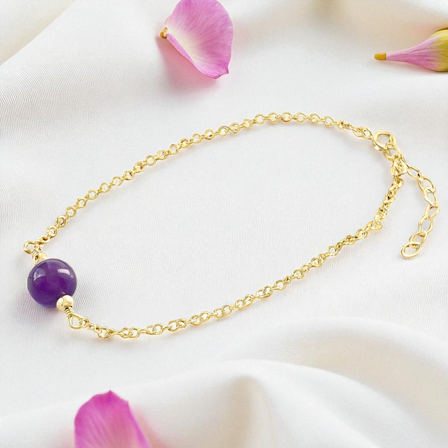 Amethyst Bead Dainty Bracelet