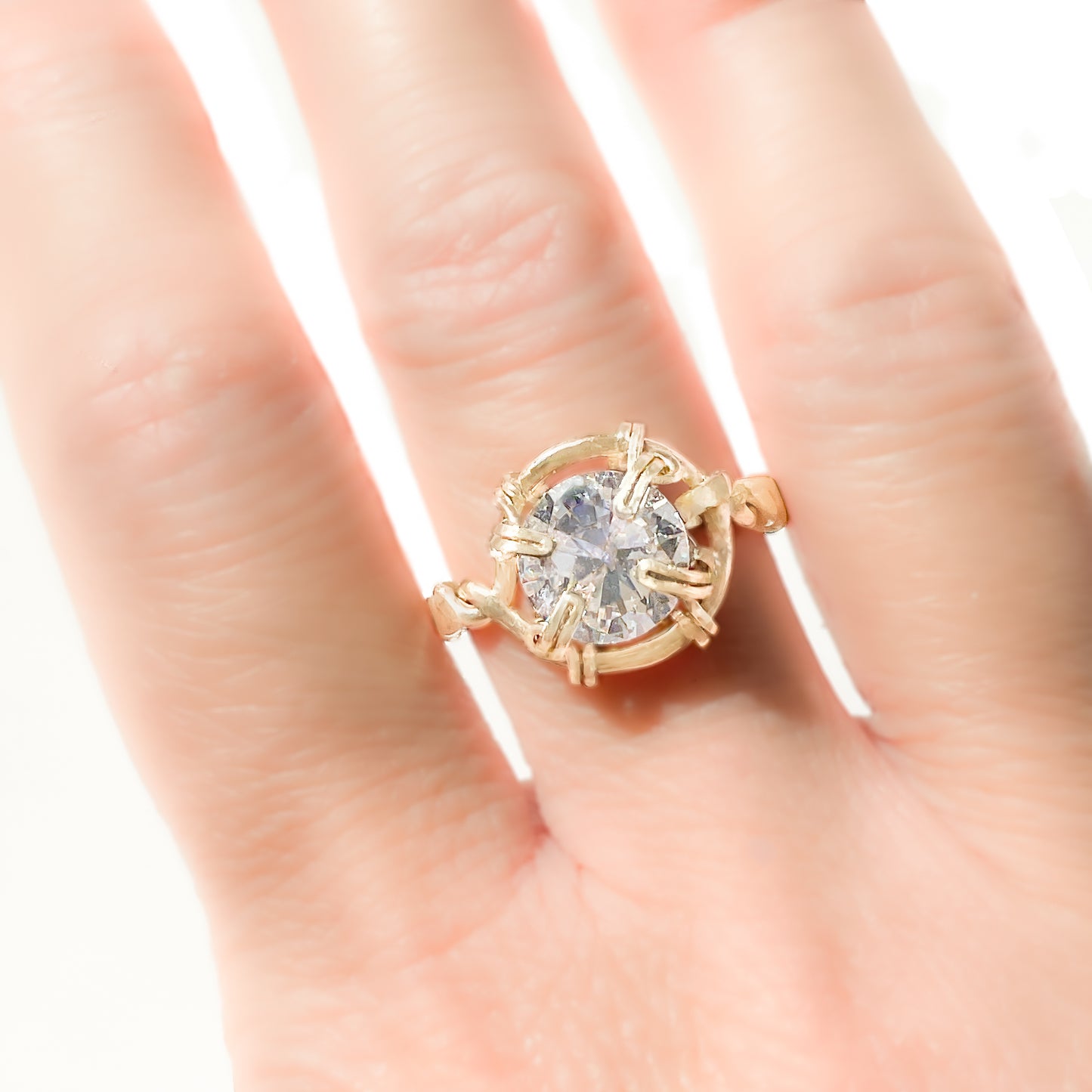 Cubic Zirconia Twisted Band Ring