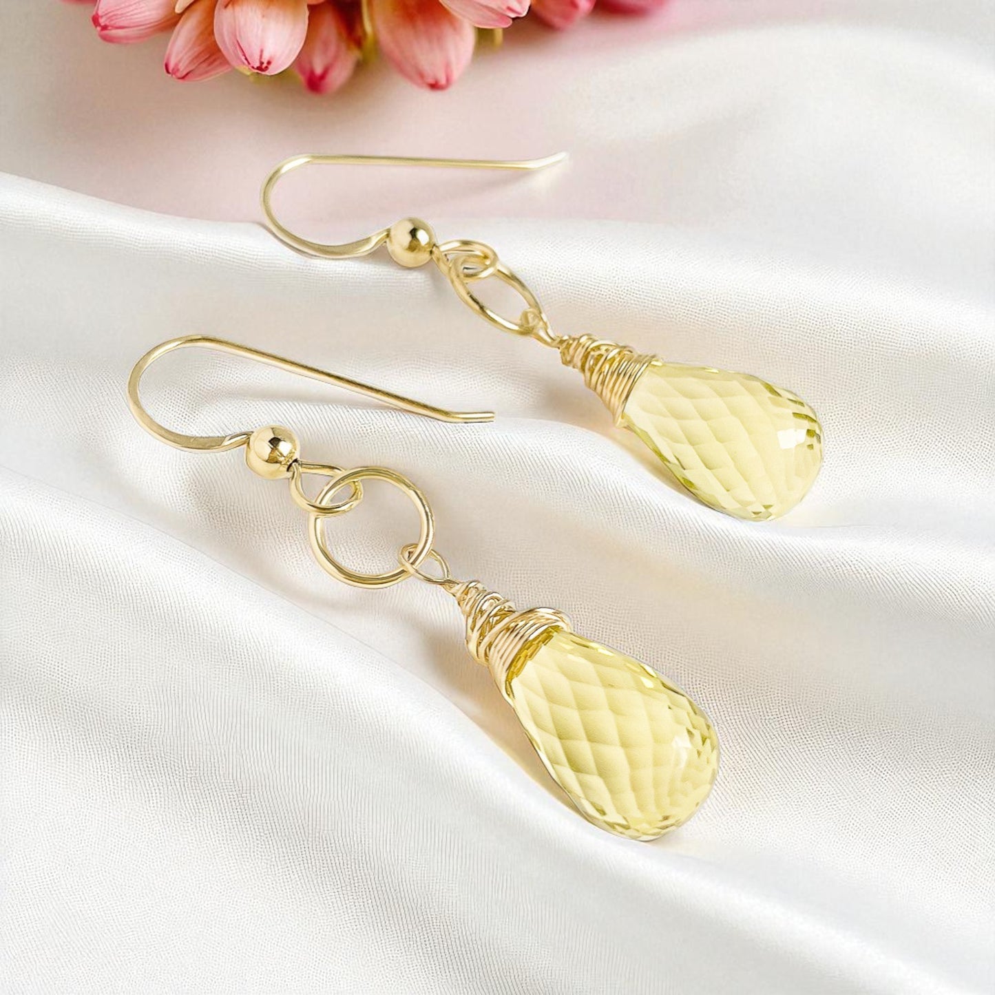 Lemon Quartz Briolette Earrings