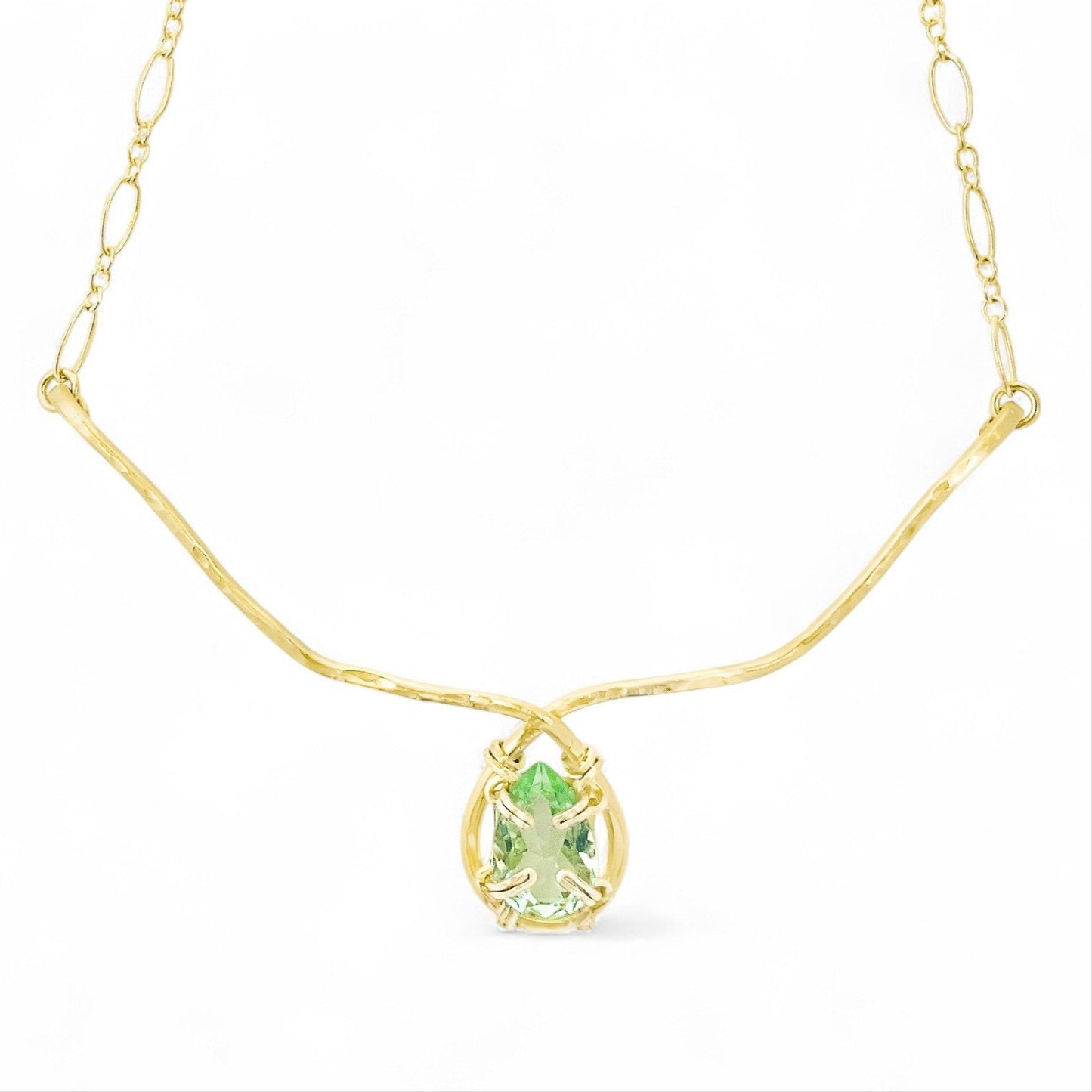Peridot Wire and Chain Necklace