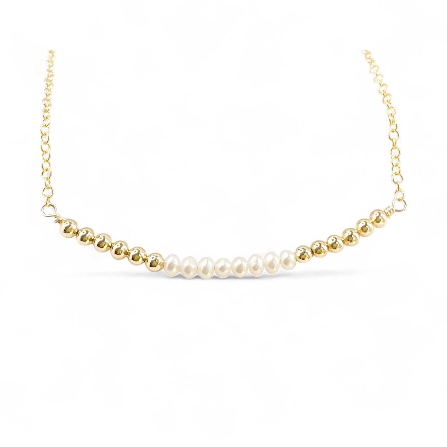 Gold and Pearl Beaded Choker Necklace