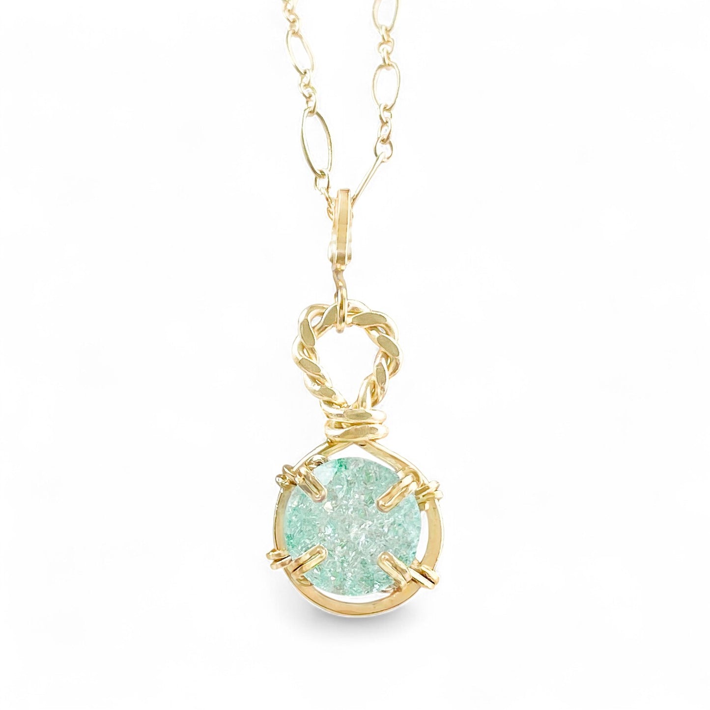 Paraiba Crackle Quartz Pendant Necklace