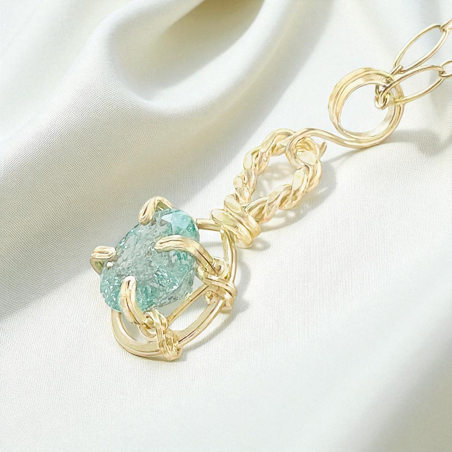 Paraiba Crackle Quartz Pendant Necklace