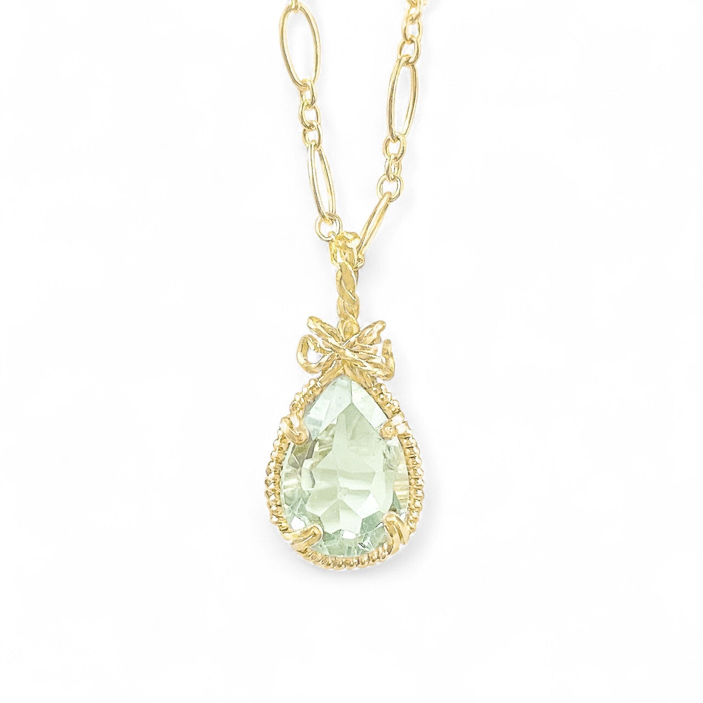 Green Amethyst Twisted Bail Necklace