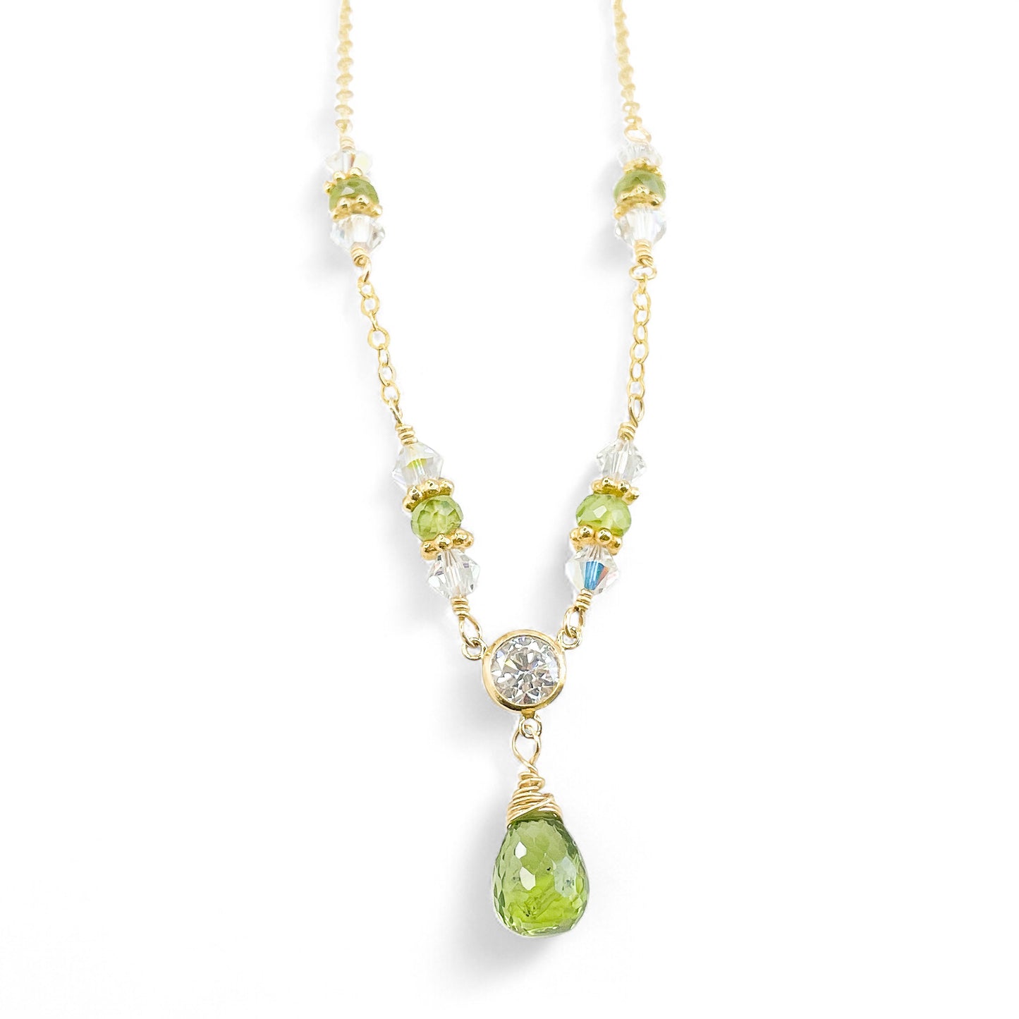 Peridot and Crystal Beaded Necklace
