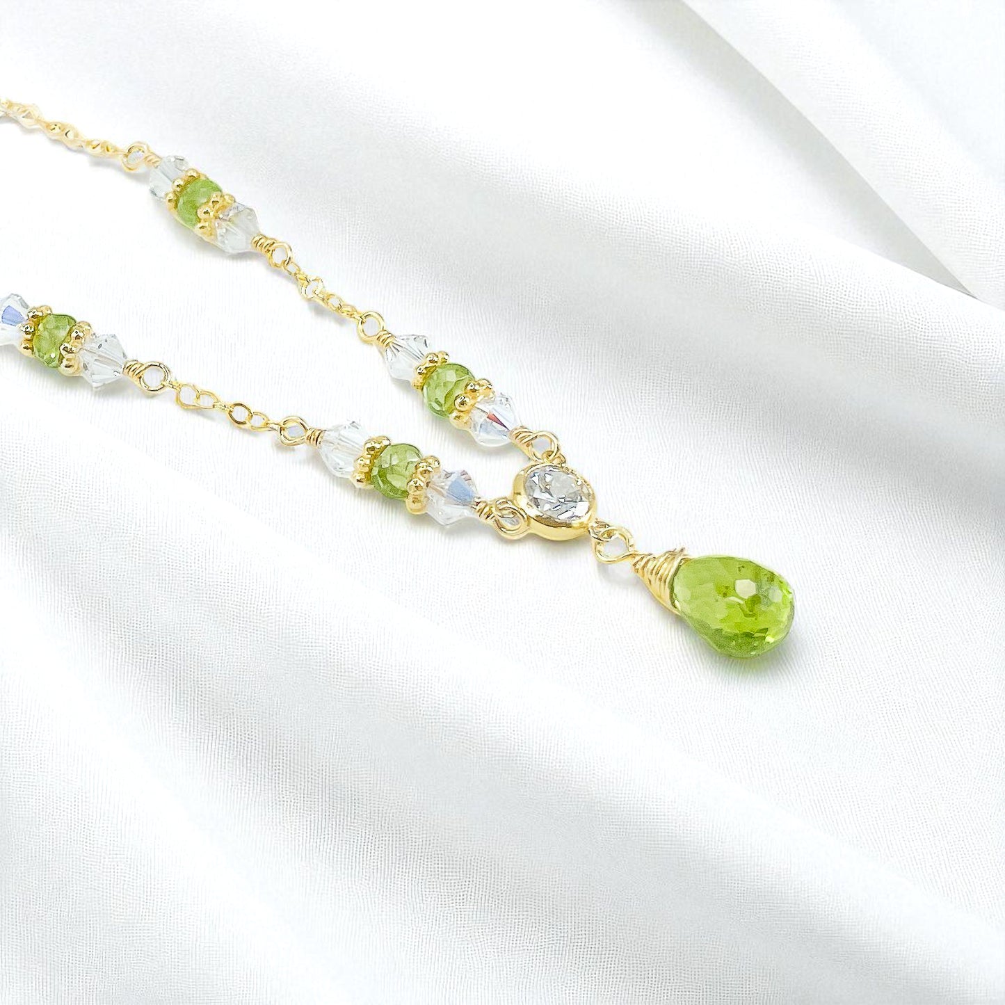 Peridot and Crystal Beaded Necklace