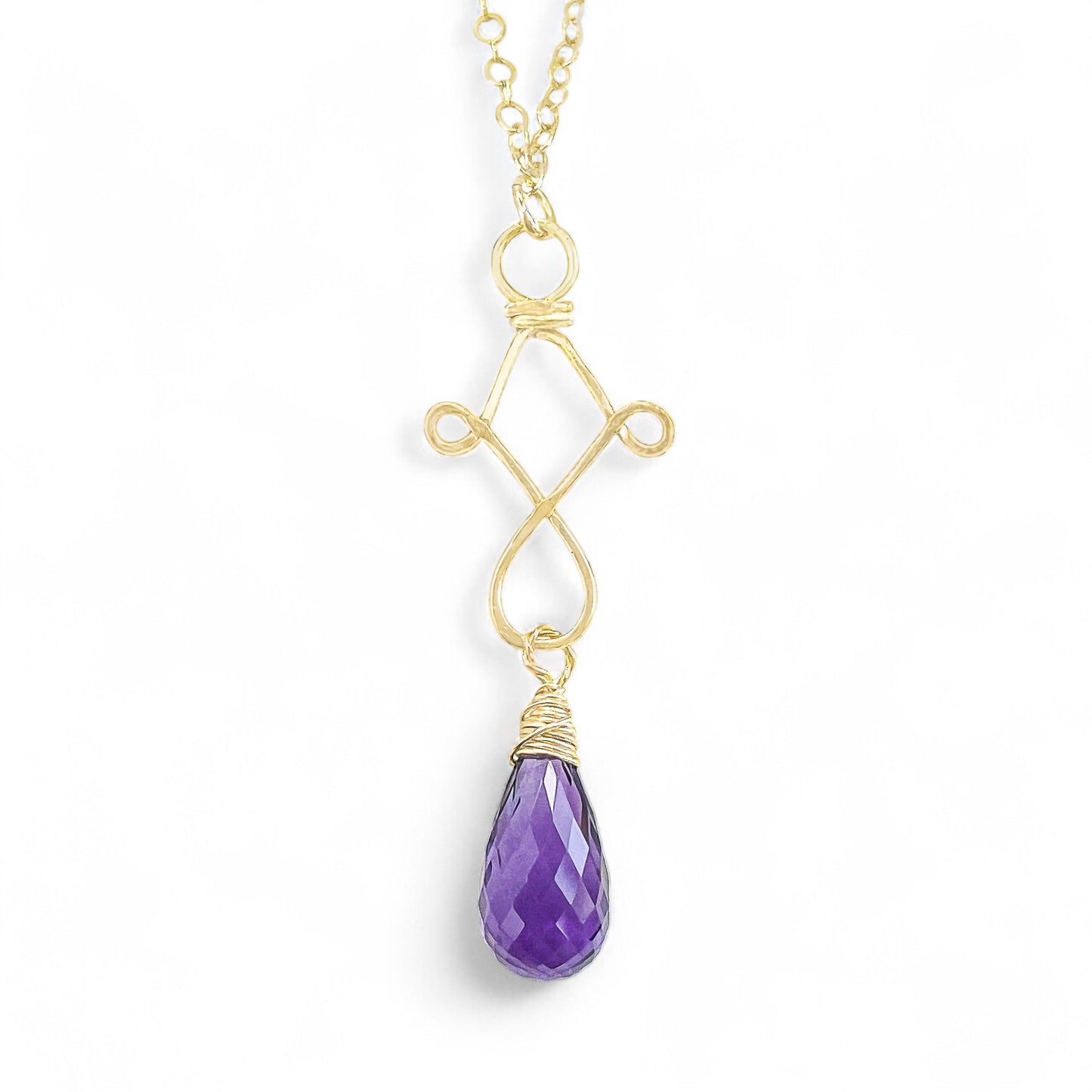 Purple Amethyst Briolette Drop Necklace