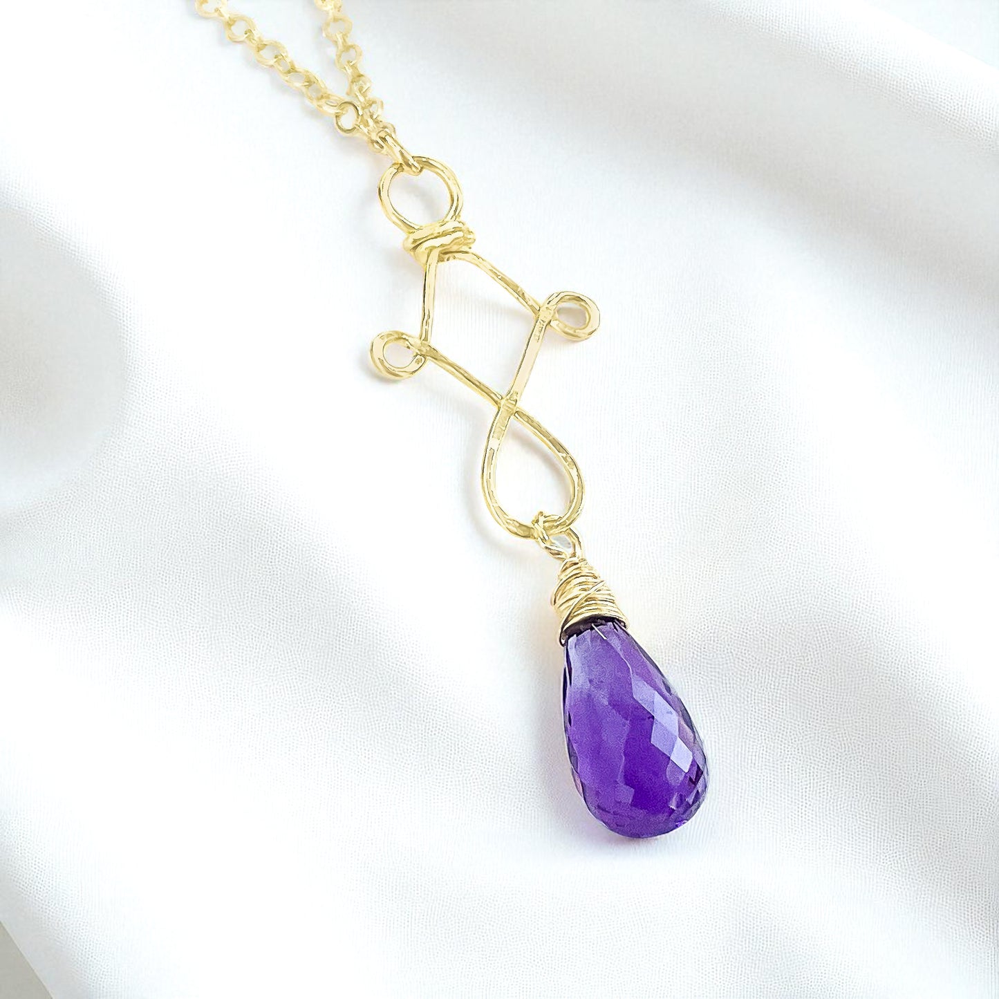 Purple Amethyst Briolette Drop Necklace
