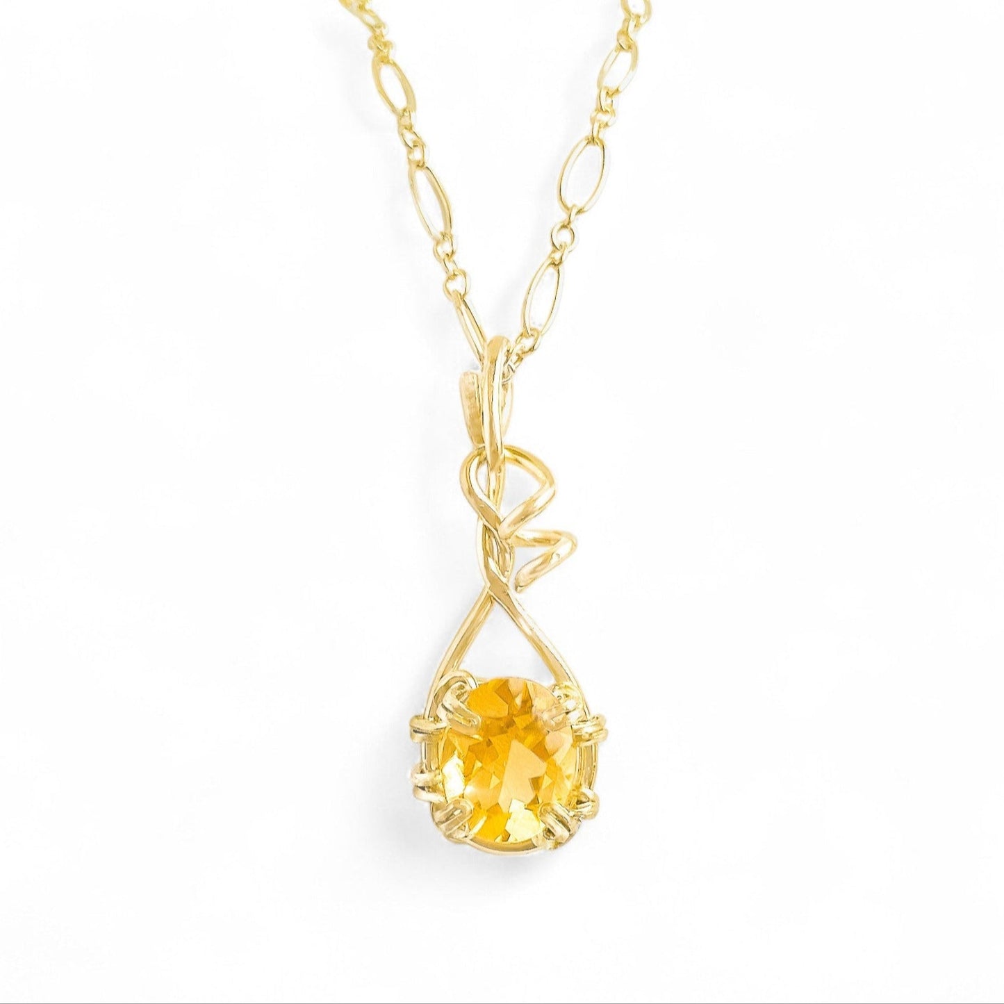 Citrine Swirl Pendant Necklace