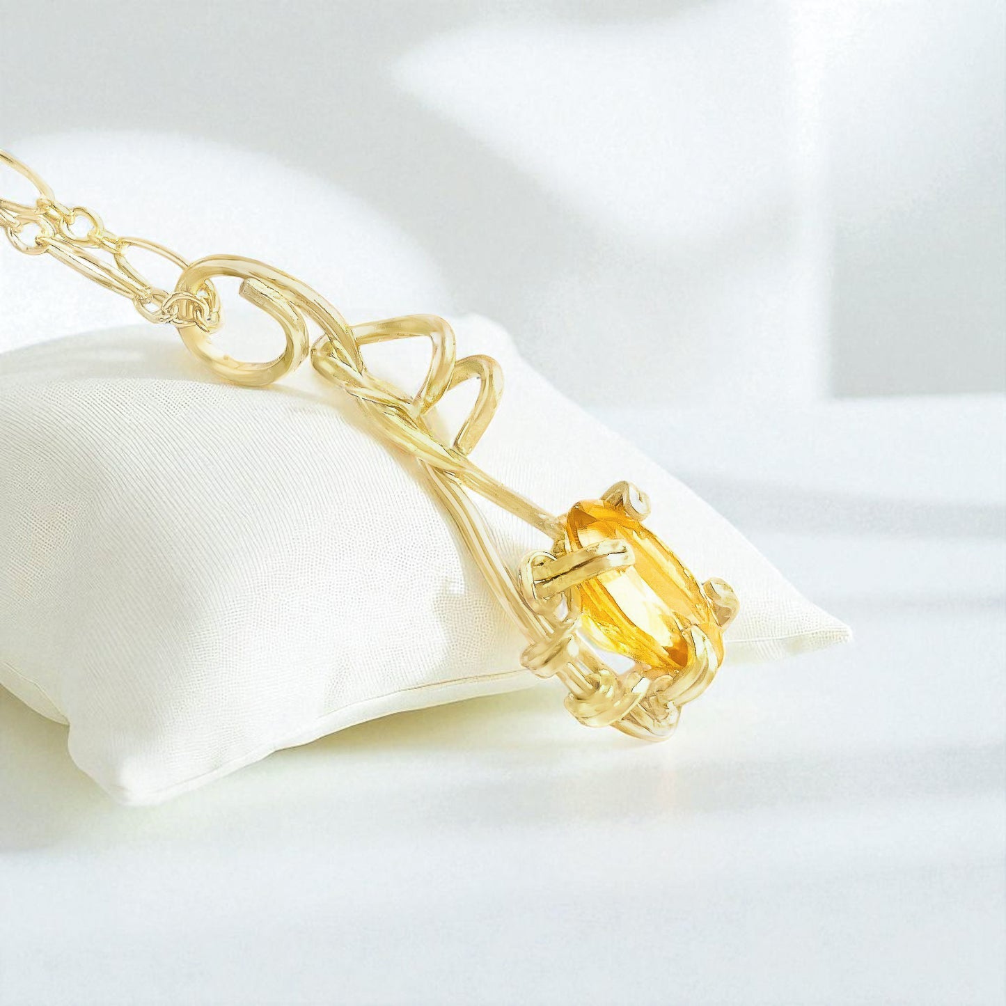 Citrine Swirl Pendant Necklace