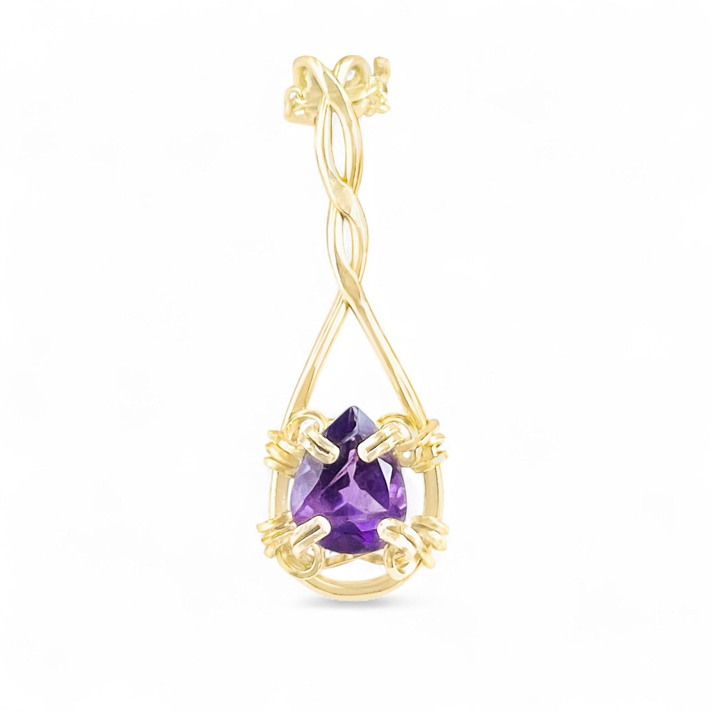 Purple Amethyst Pear Shaped Pendant Necklace