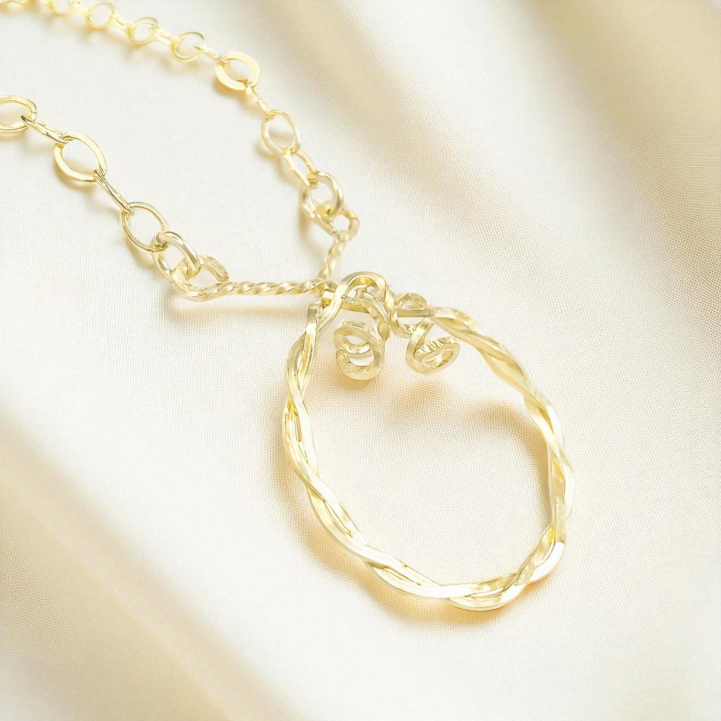 Gold Twisted Circle Necklace