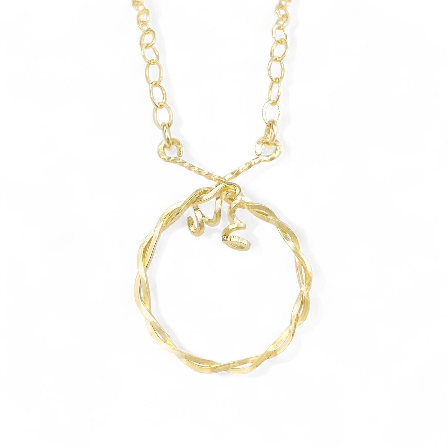 Gold Twisted Circle Necklace