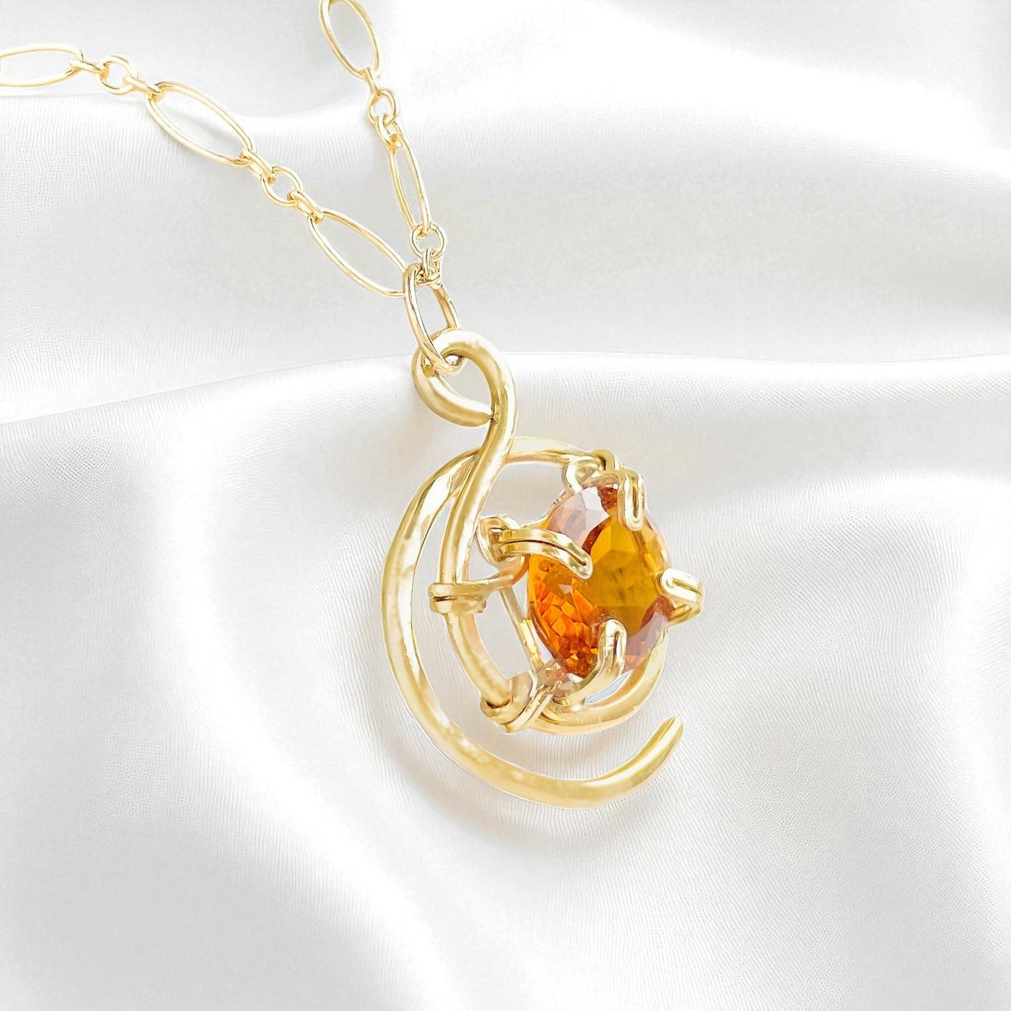 Citrine Asymmetrical Pendant Necklace