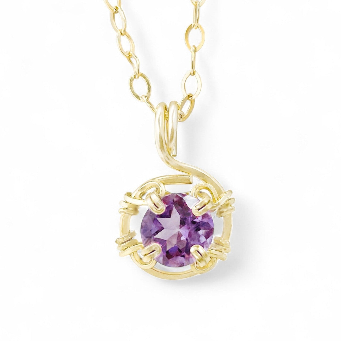 Purple Amethyst Swirl Pendant with Chain