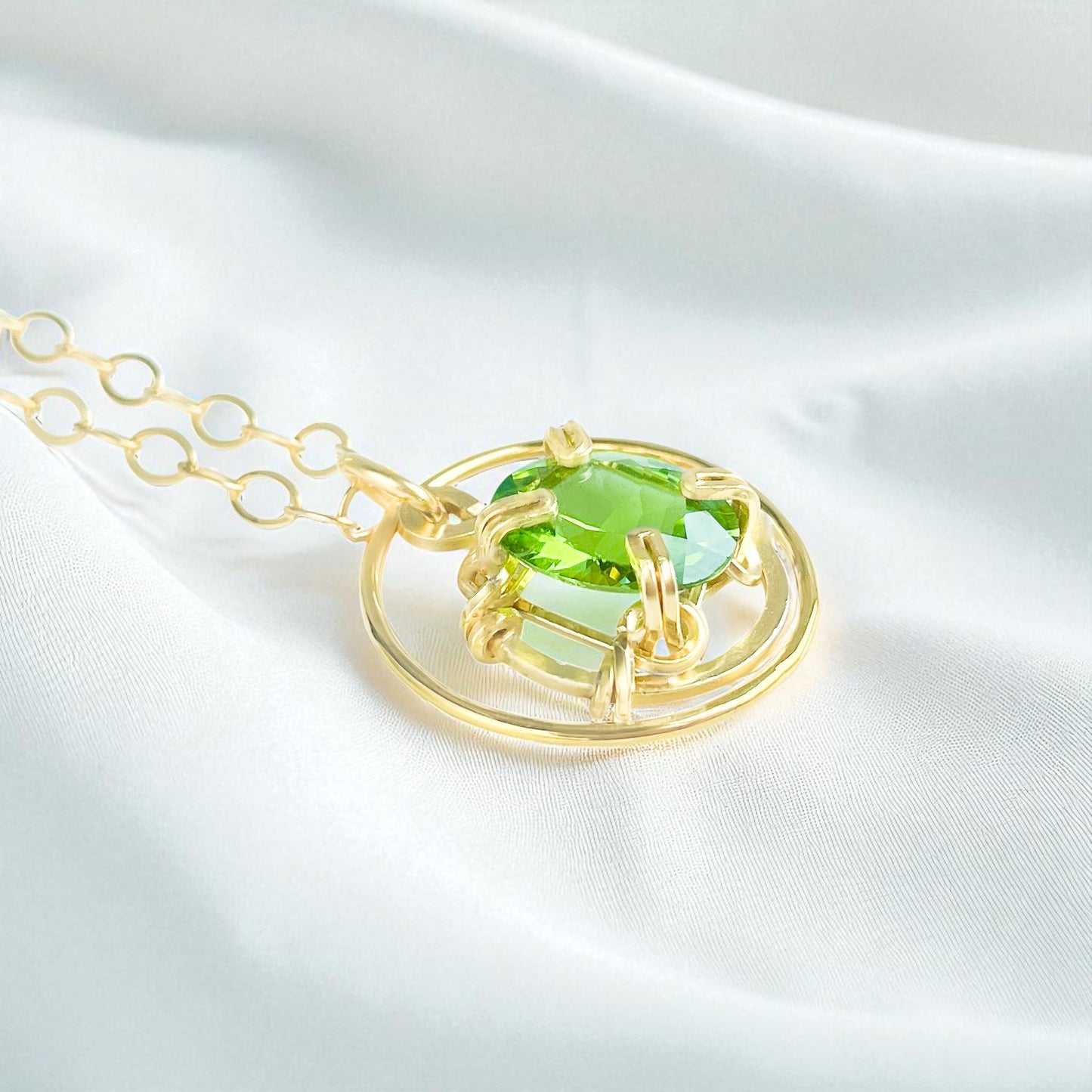 Peridot Circle Ring Pendant Necklace