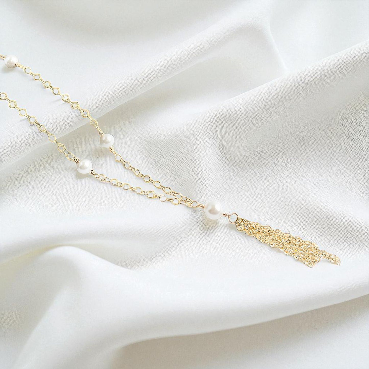 Swarovski White Pearl Fringe Necklace