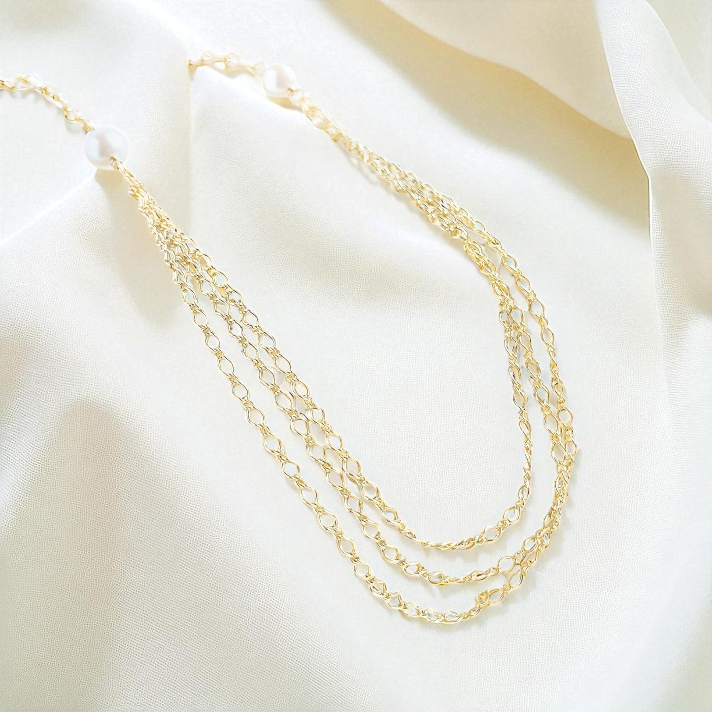 Gold Three Chain Necklace