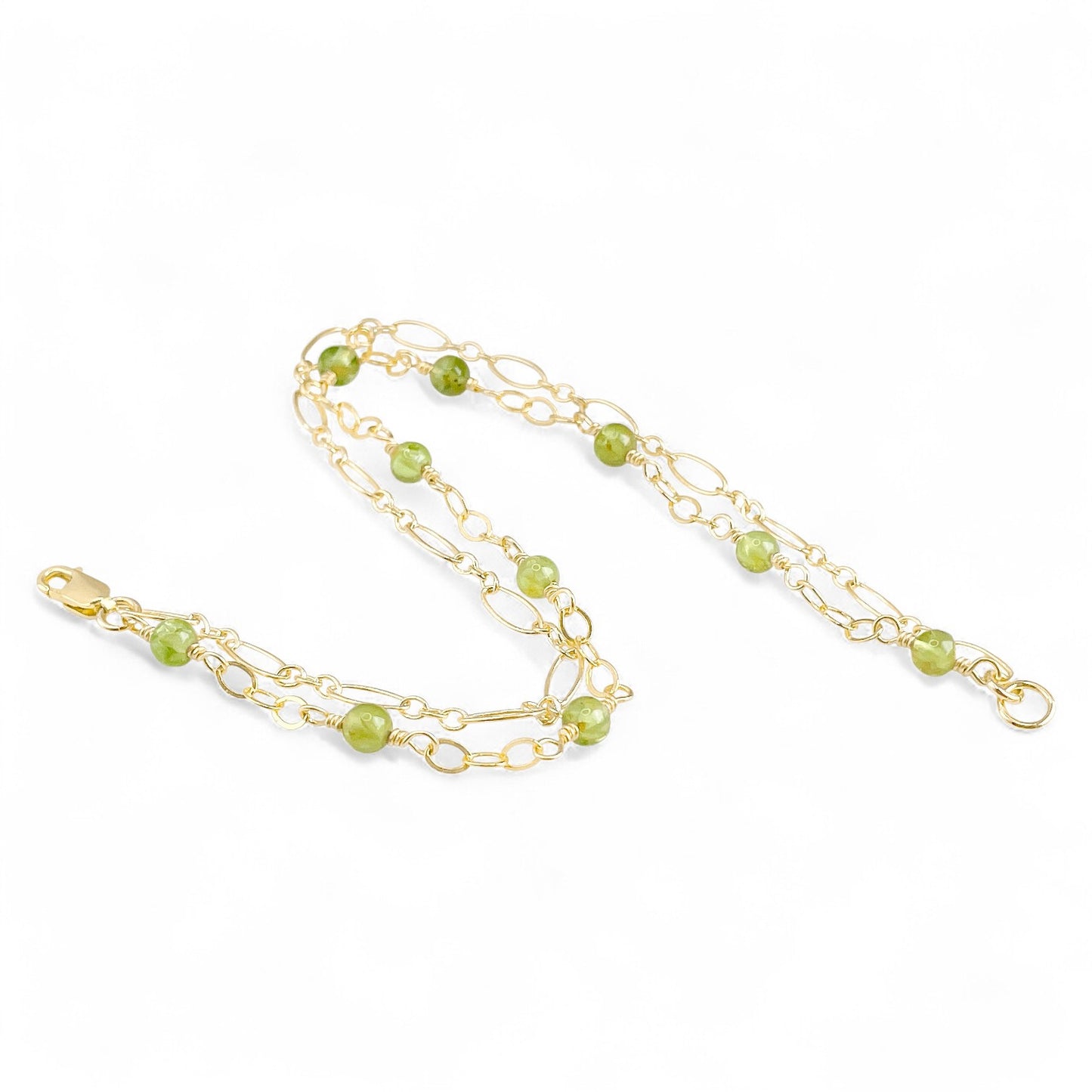 Peridot Two Strand Beaded Bracelet