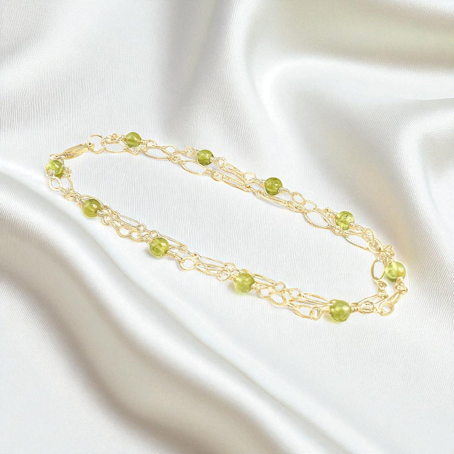 Peridot Two Strand Beaded Bracelet