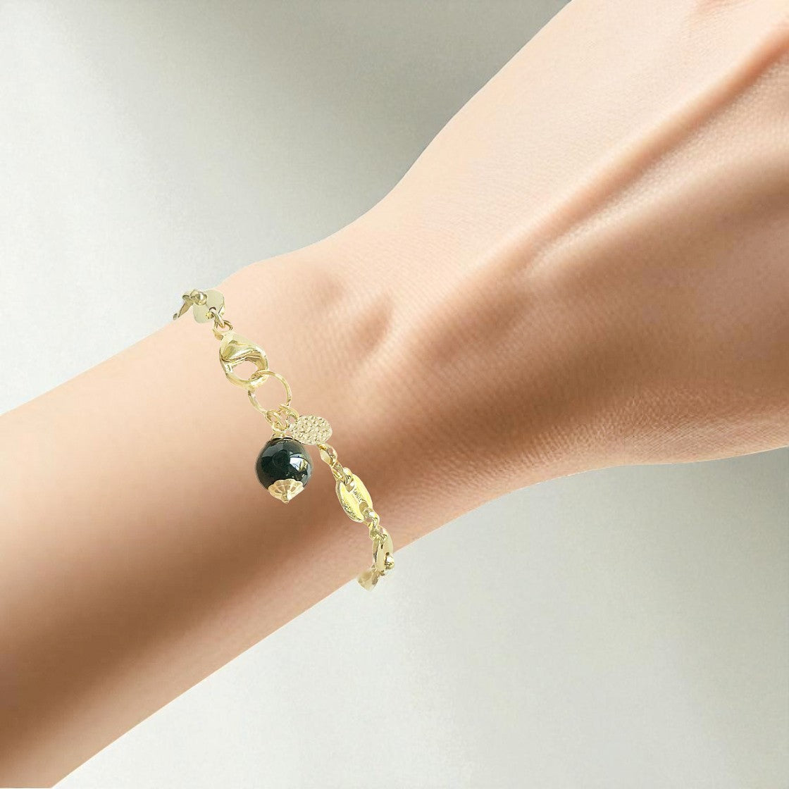 Black Onyx Charm Marine Link Bracelet