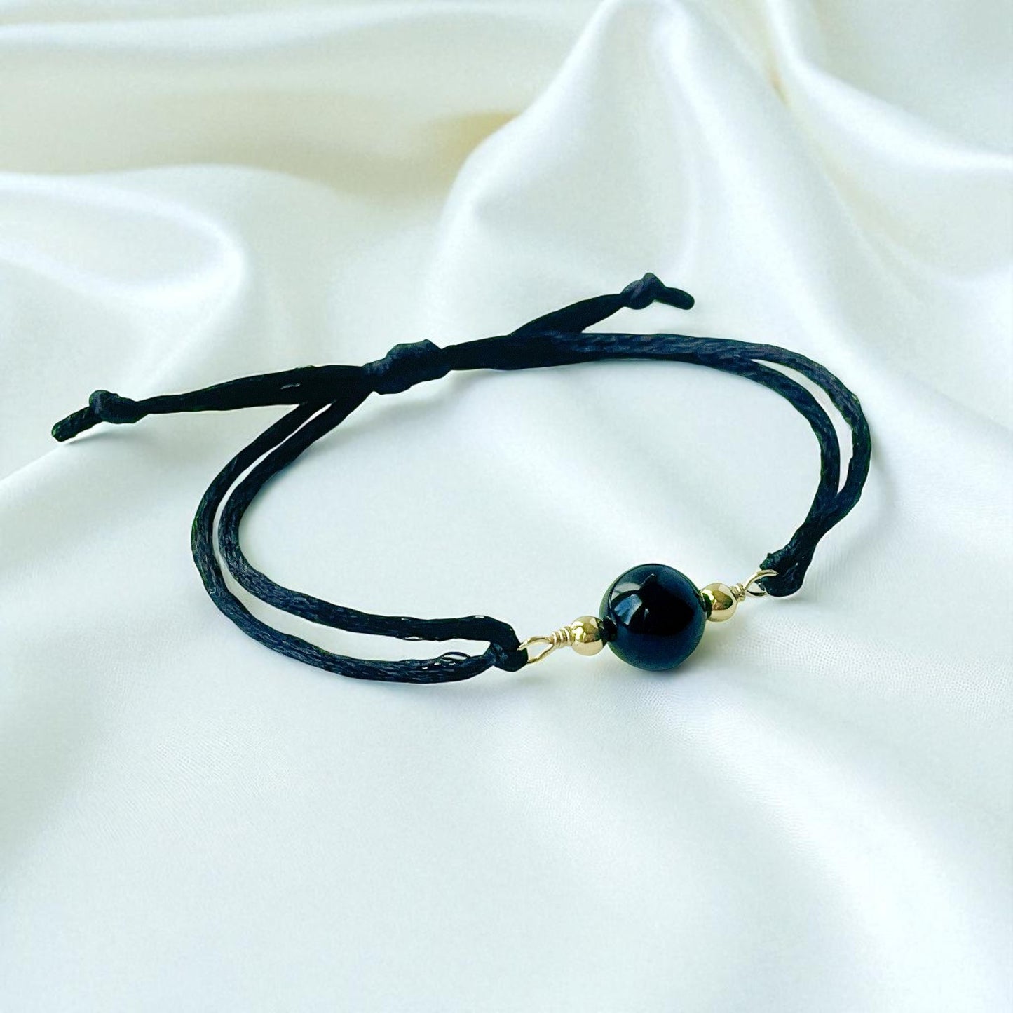 Black Onyx Adjustable Cord Bracelet