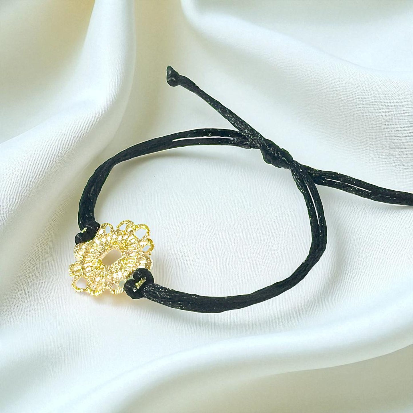 Gold Filigree Adjustable Cord Bracelet