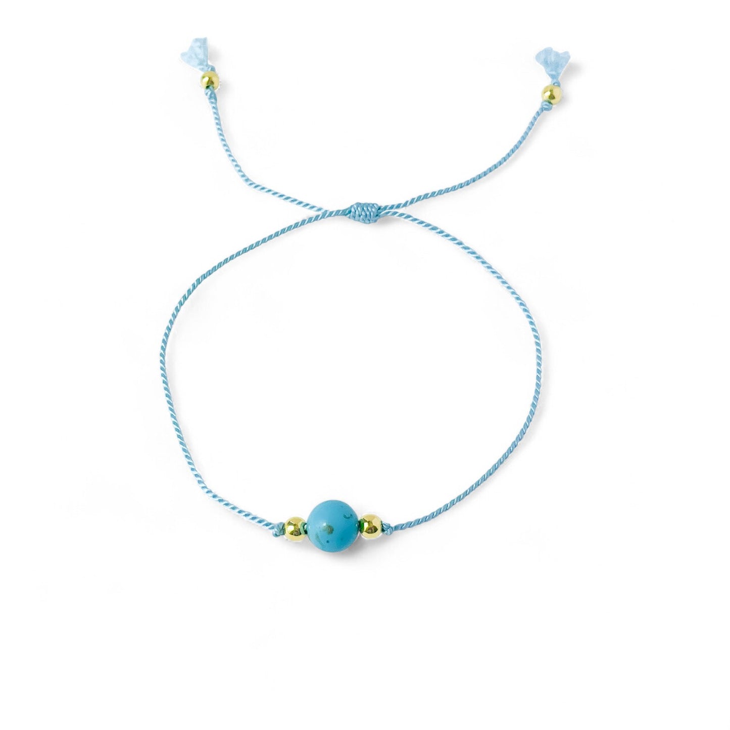 Turquoise Blue Silk Cord Adjustable Bracelet