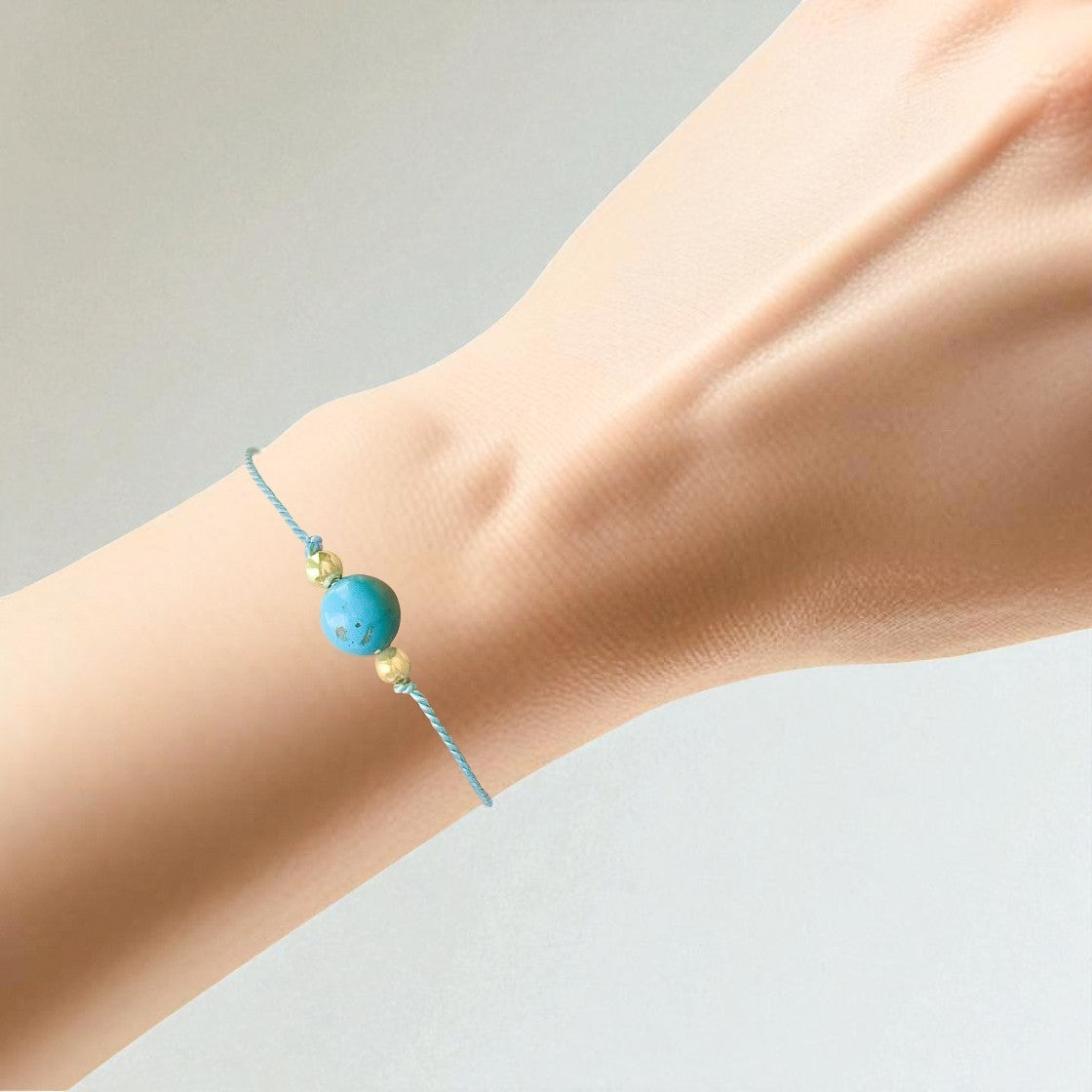 Turquoise Blue Silk Cord Adjustable Bracelet