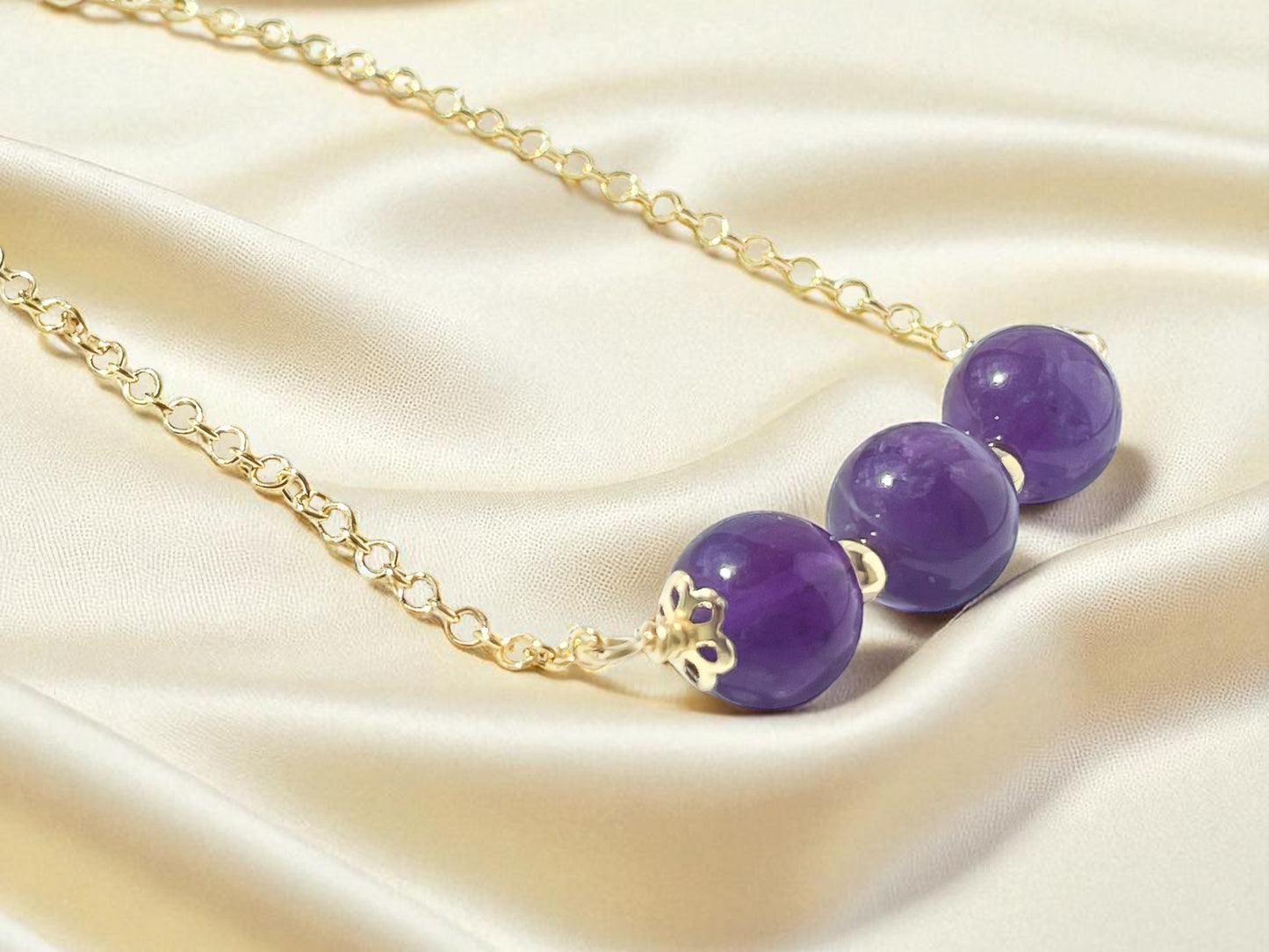Purple Amethyst Beaded Column Bracelet