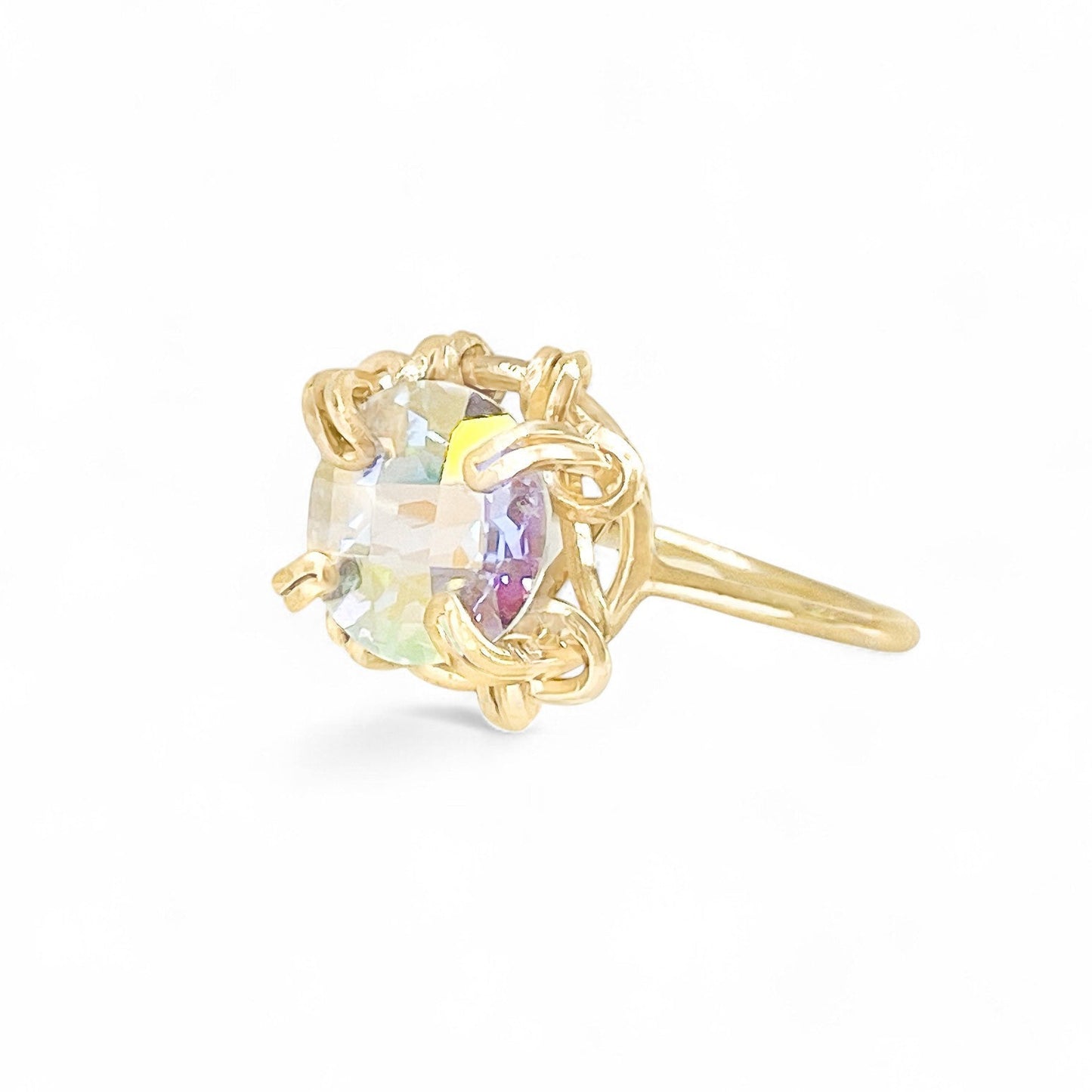 Mystic Topaz Thin Band Ring