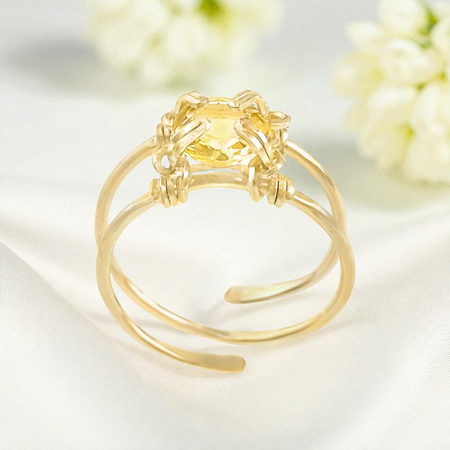 Citrine Double Banded Ring
