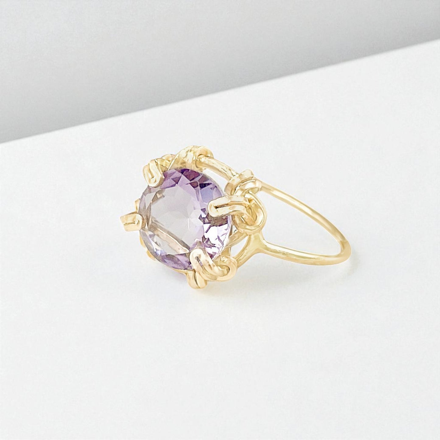 Purple Amethyst Thin Band Ring