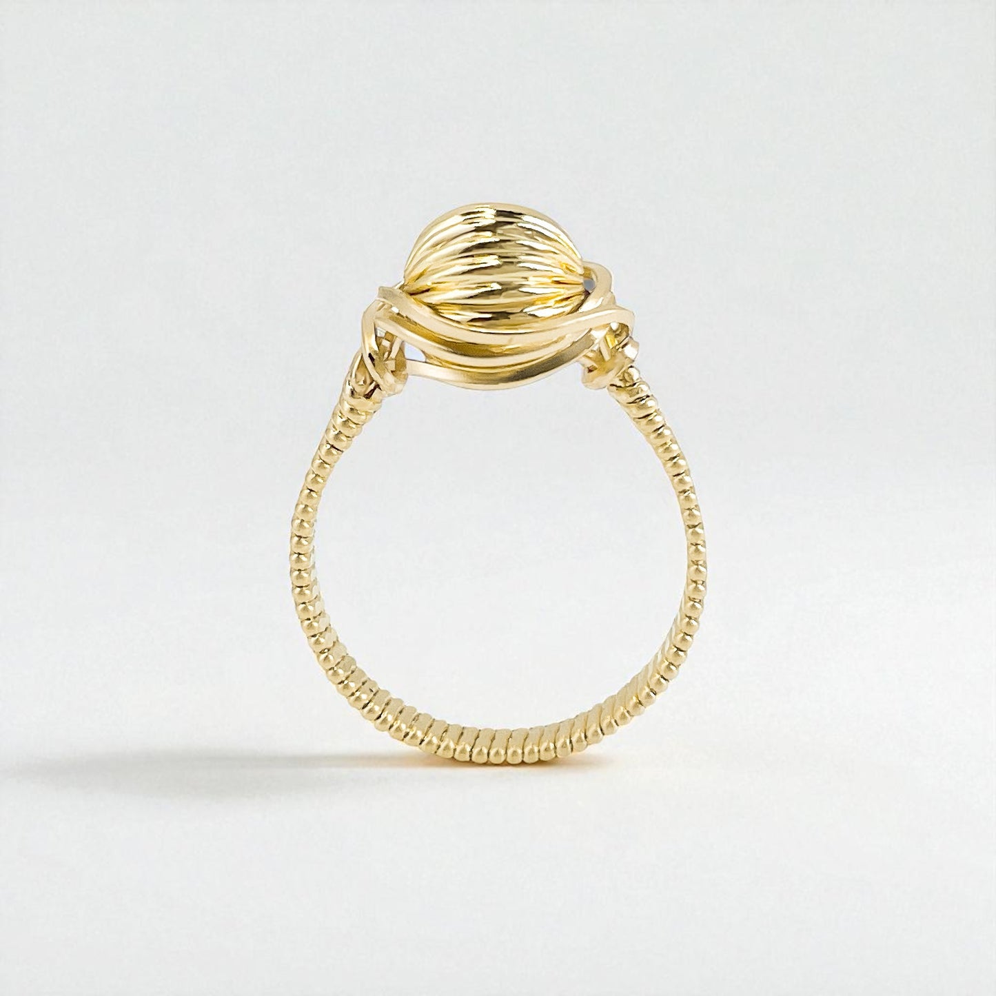 Gold Bead Wire Wrapped Ring