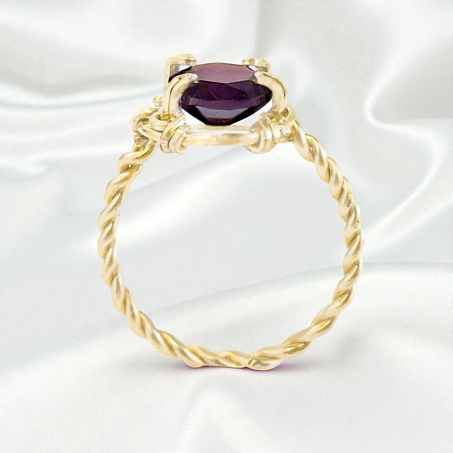 Garnet Twisted Band Ring