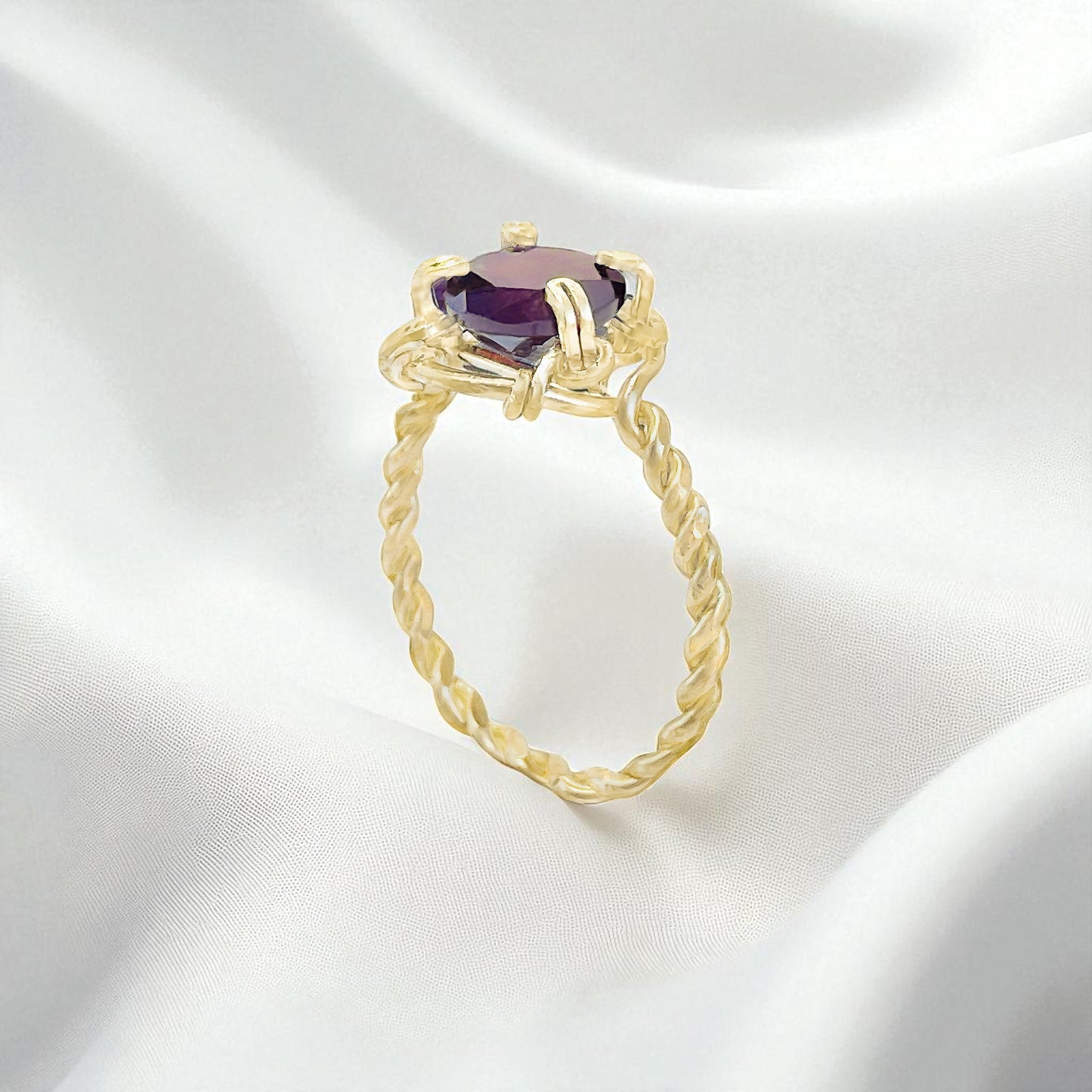 Garnet Twisted Band Ring
