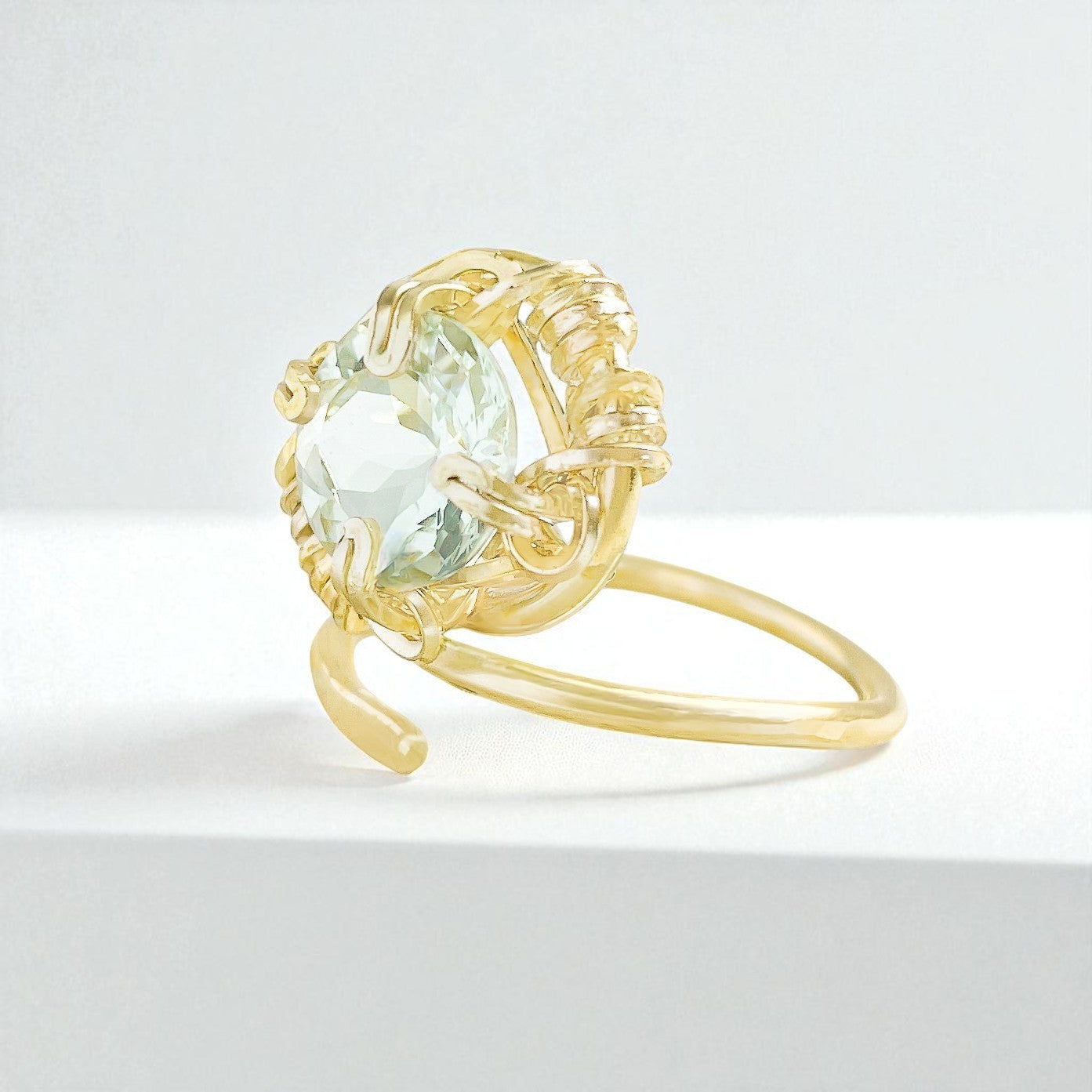 Green Amethyst Swirl Ring