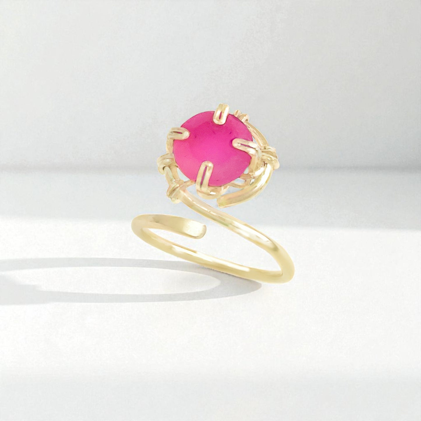 Pink Chalcedony Swirl Ring