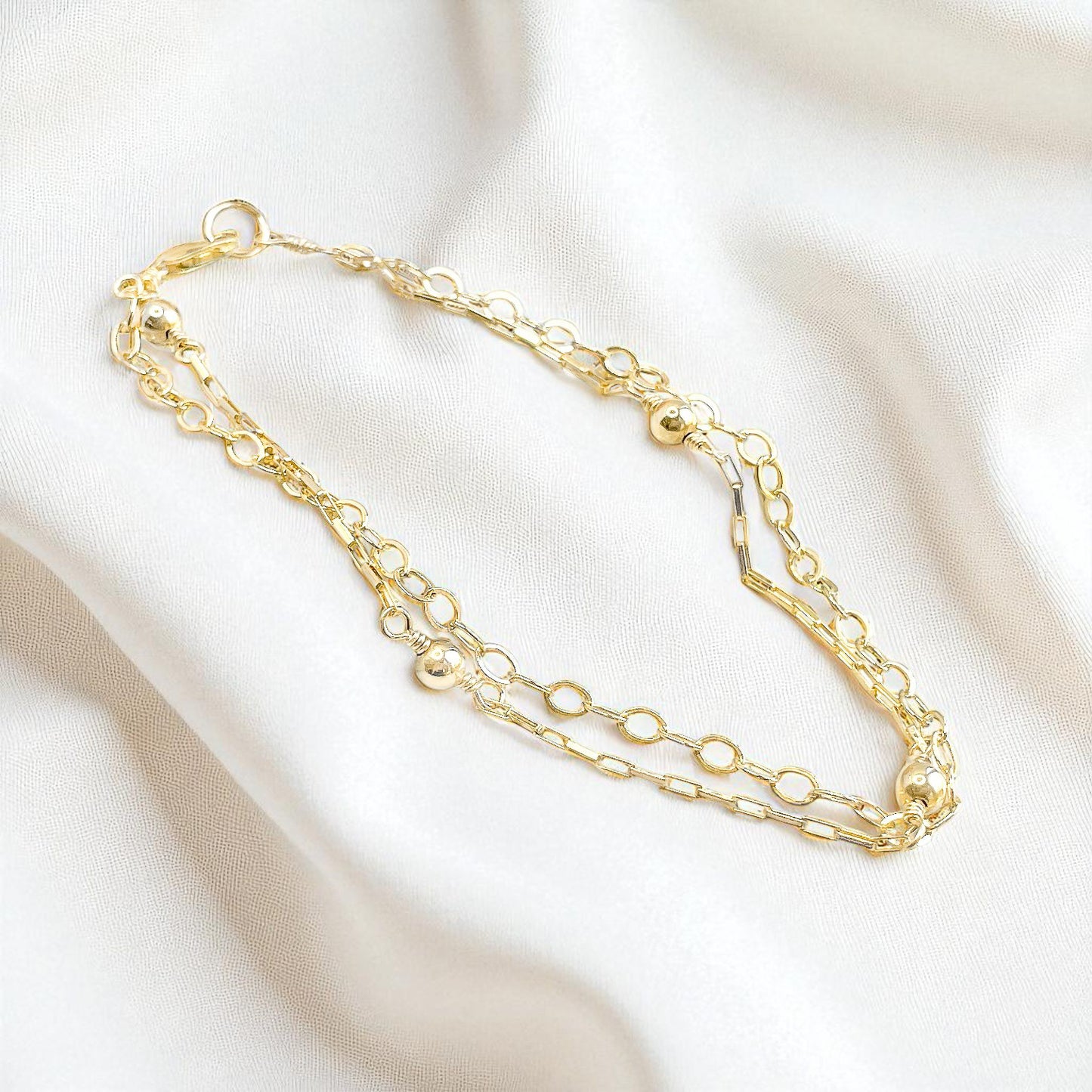 Gold Beaded Double Strand Bracelet