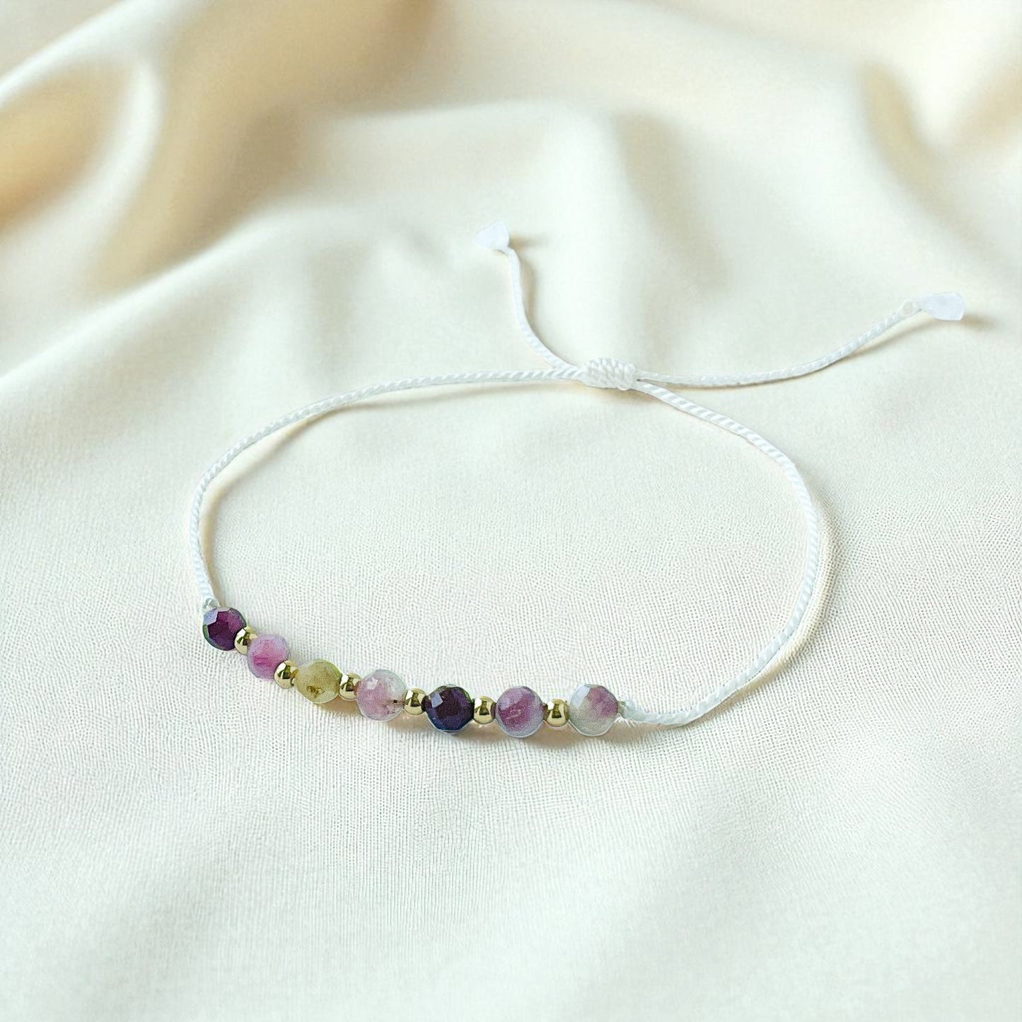 Tourmaline Silk Cord Adjustable Bracelet